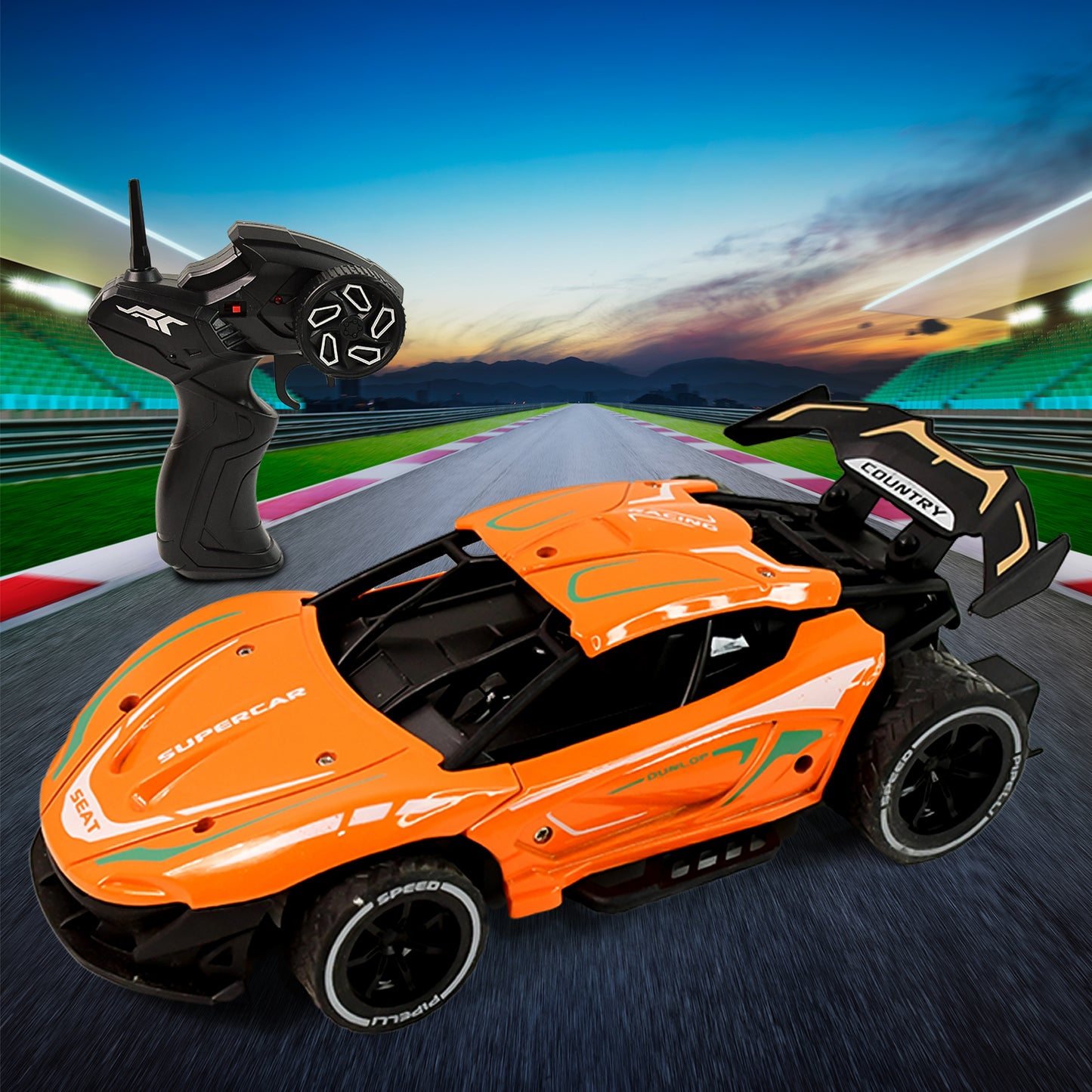 Metal Body High-Speed Remote Control Racing Car with LED Lights - Happy Price - Image 2