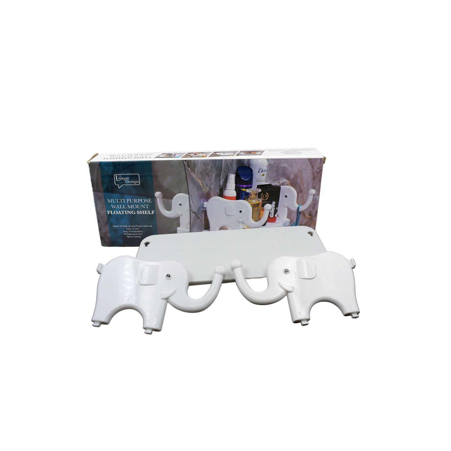 Multifunctional  Elephant Shaped Storage Shelf No Punching Wall Mounted Mini Storage Rack Creative Cute Elephant Shelf Organizer For Kitchen Bathroom Bedroom Study - Happy Price - Image 3