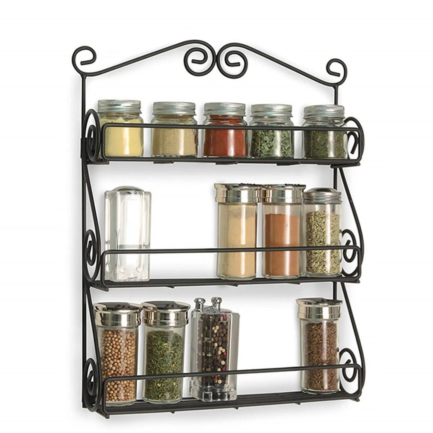 Big Wall Mounted Iron Wall Shelf With 3 Storage Racks For Kitchen Pantry Cabinet Counter Top Or Free Standing Rack Holder For Kitchen - Happy Price - Image 5