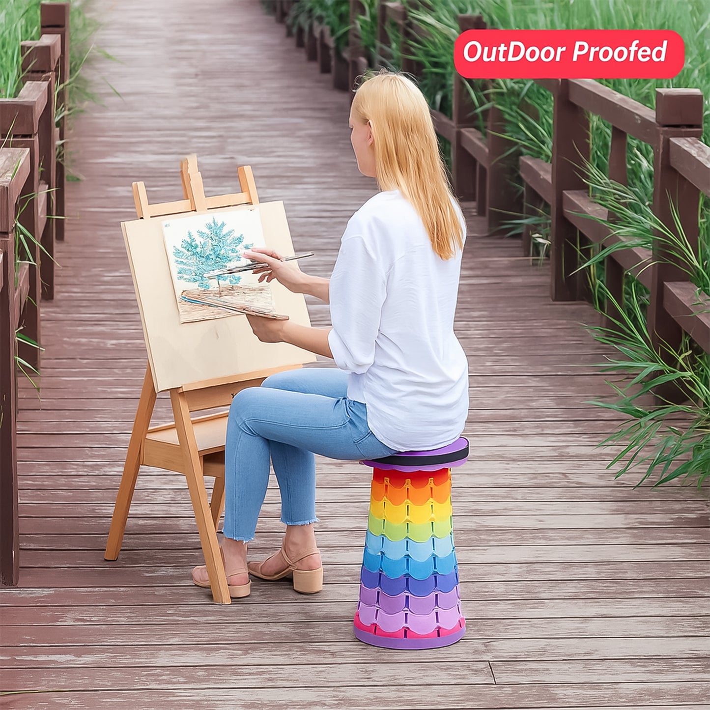 Portable Telescopic Folding Stool - Adjustable Height, Compact & Lightweight Seat (1 Pc) - Happy Price - Image 7