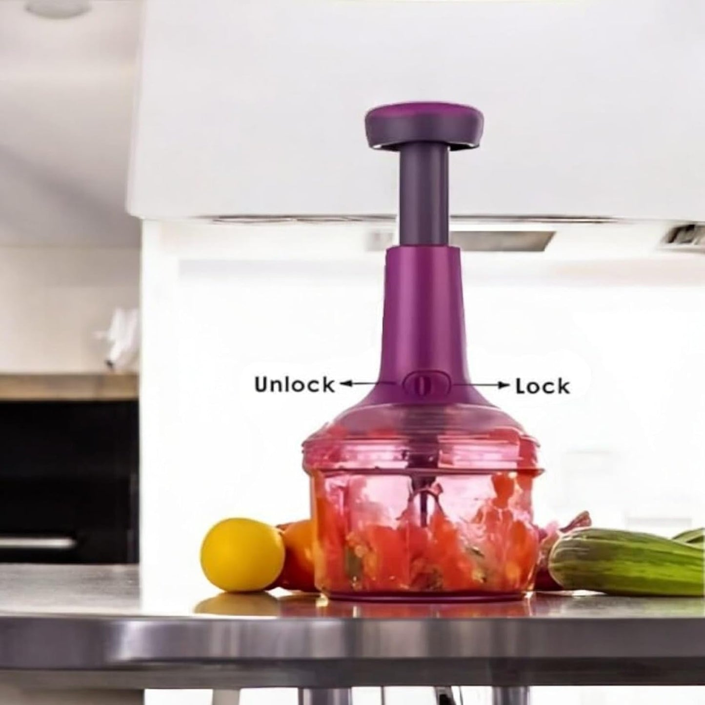 1100 ML Manual Push Chopper for Kitchen - Easy Vegetable & Fruit Slicer - Happy Price - Image 6