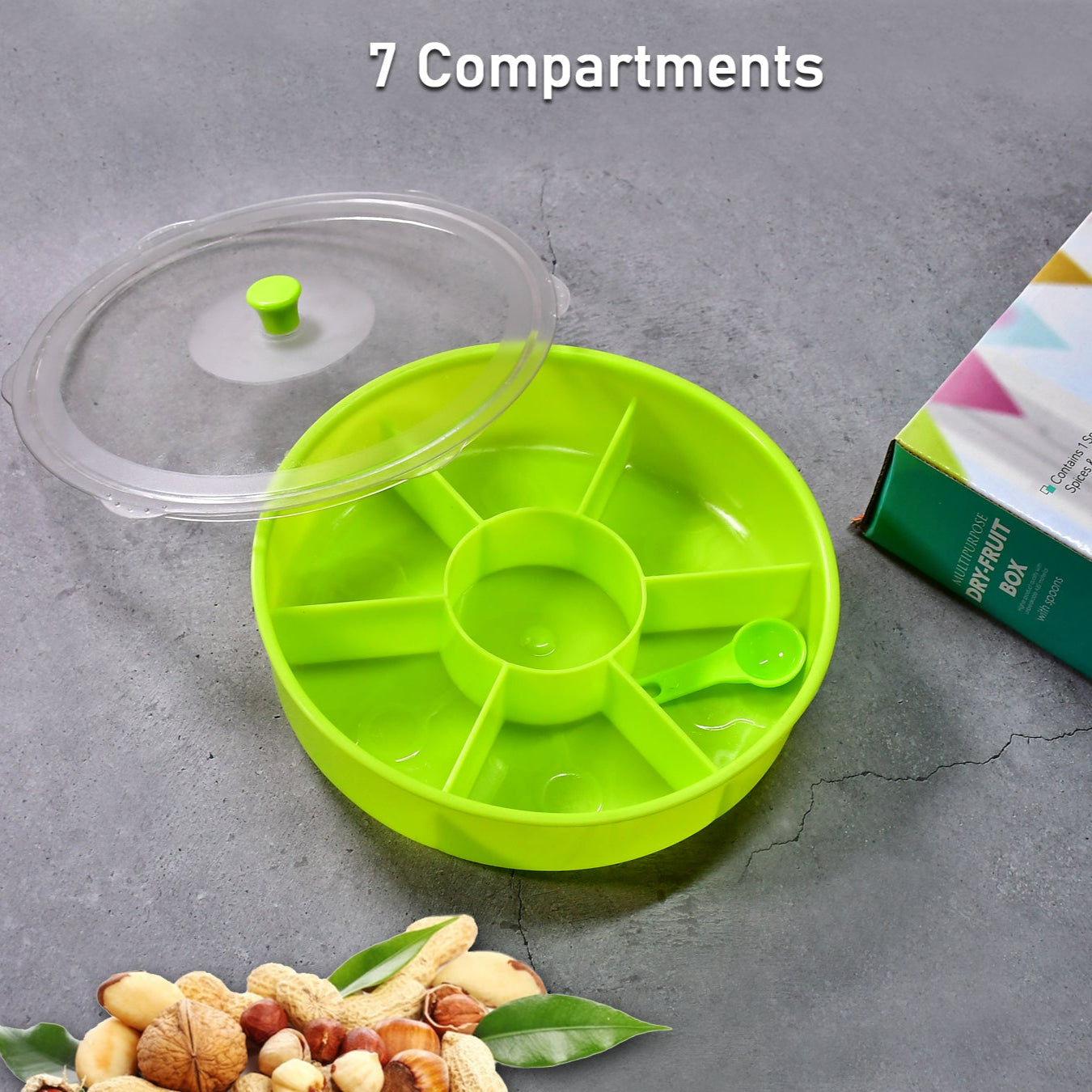 Multipurpose Dry-fruit And Masala Box With Single Spoon. - Happy Price - Image 1