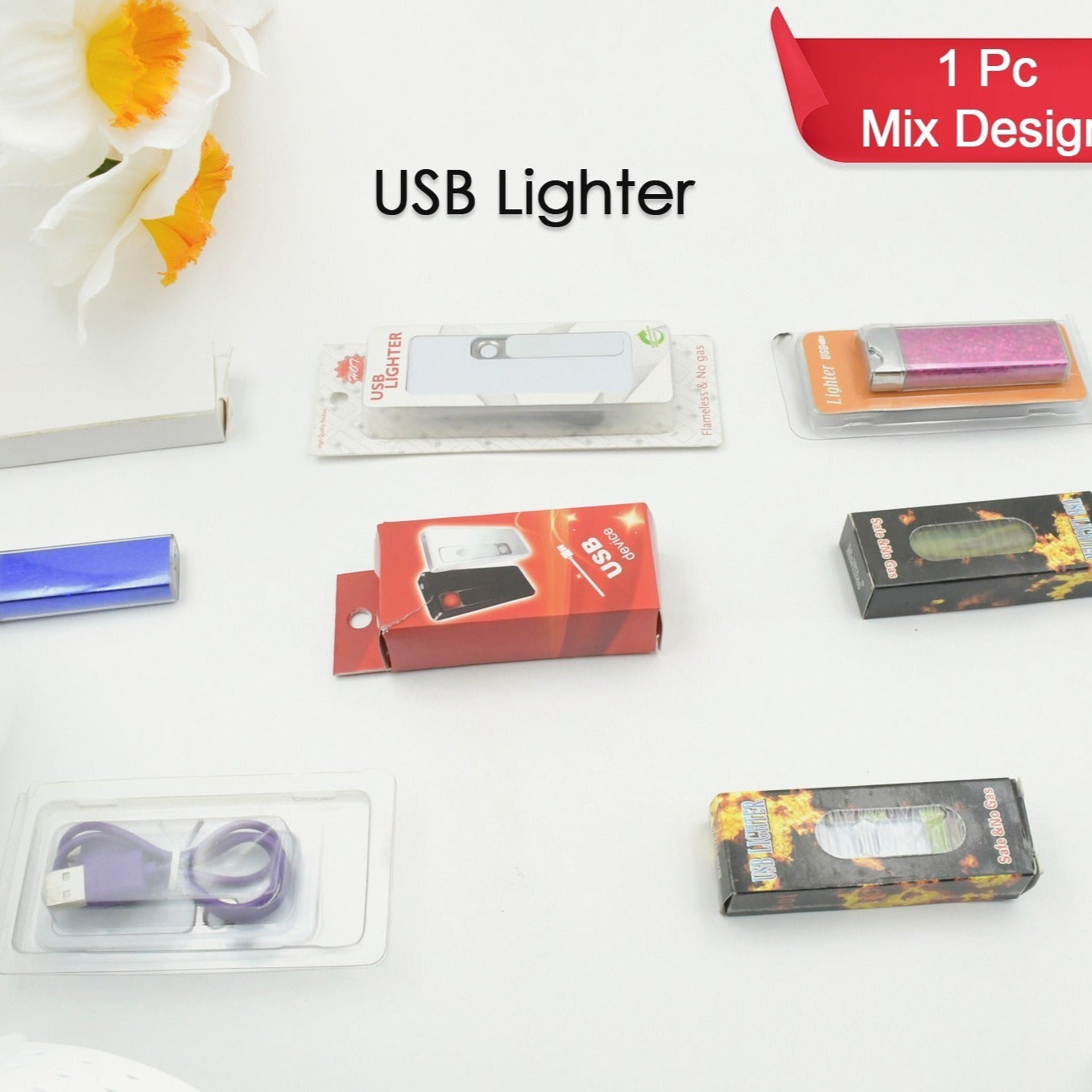 Stylish Electric Usb Lighter For Men  Women Regular Cigarettes Portable Usb Rechargeable Flameless Coil Slim Cigarette Lighter With Charging Cable Windproof E Lighter Lighter For Smoking (1 Pc Mix Deisign  Color ) - Happy Price - Image 1