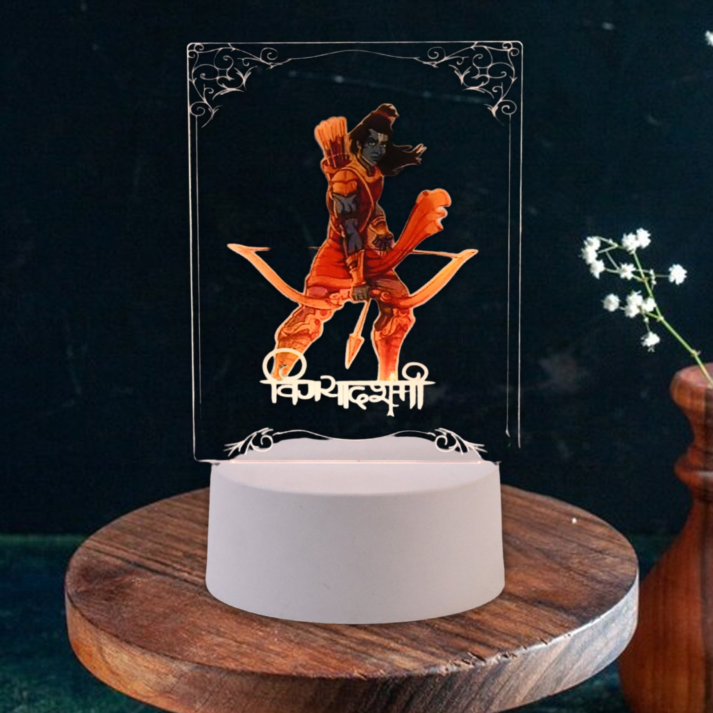 Beautiful 3d Lord Shree Ram Frame With Soft White Light (1 Pc) - Happy Price - Image 3