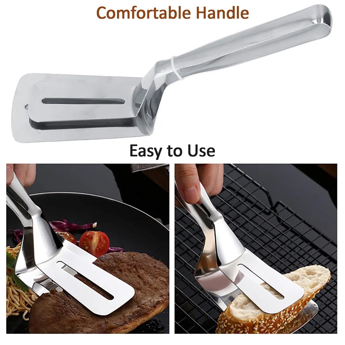 Multifunction Cooking Serving Turner Frying Food Tong. Stainless Steel Steak Clip Clamp Bbq Kitchen Tong. - Happy Price - Image 6
