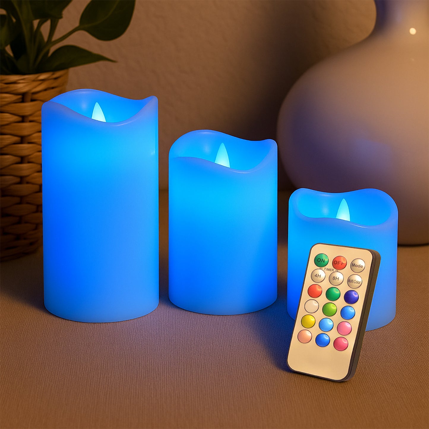 3 Piece LED Flameless Candle Set with Remote Control - Multicolor Ambiance Lights - Happy Price - Image 5