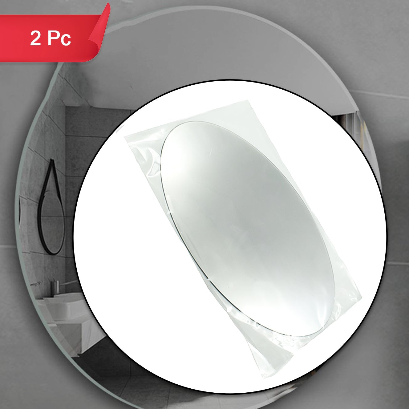 1795 Oval Shape 3d Mirror Sticker Used In All Kinds Of Household And Official Purposes As A Sticker Etc (2 Pc Set)