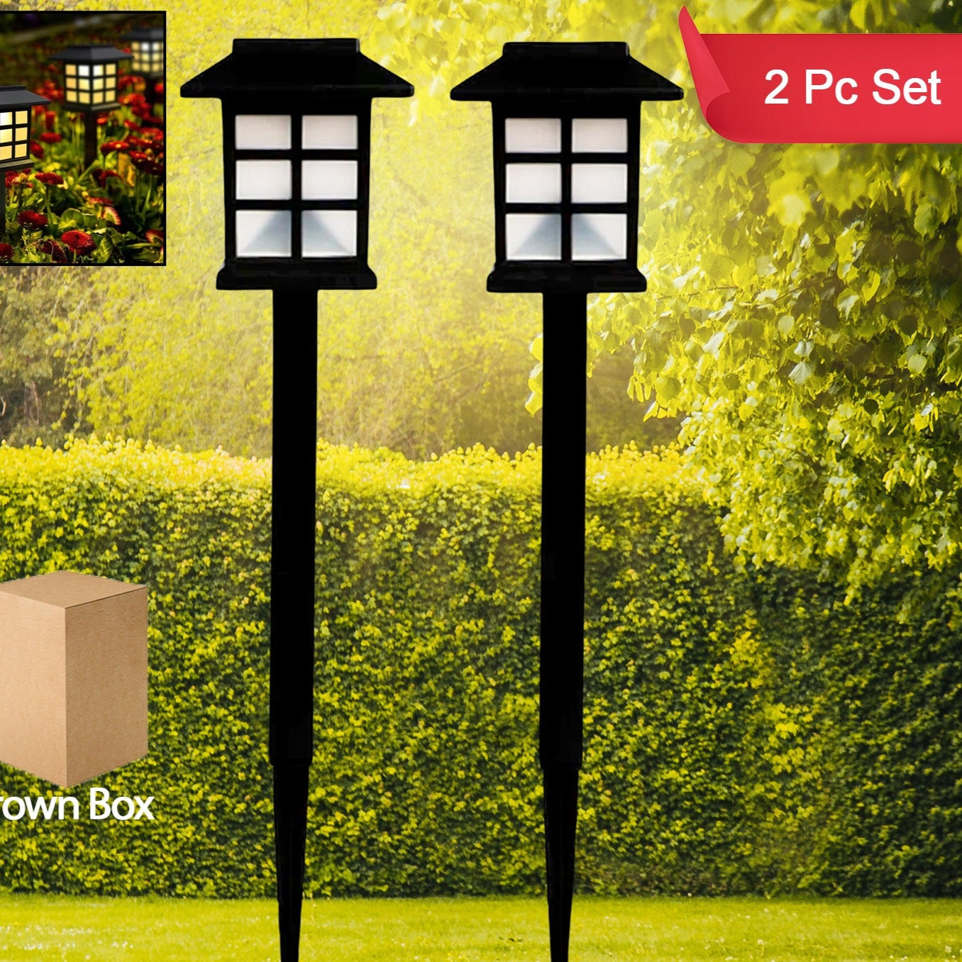 Solar Garden Lights Outdoor Solar Landscape Lights Waterproof Outdoor Solar Lights Walkway For Patio Lawn Yard And Landscape (Pack Of 2) - Happy Price - Image 1