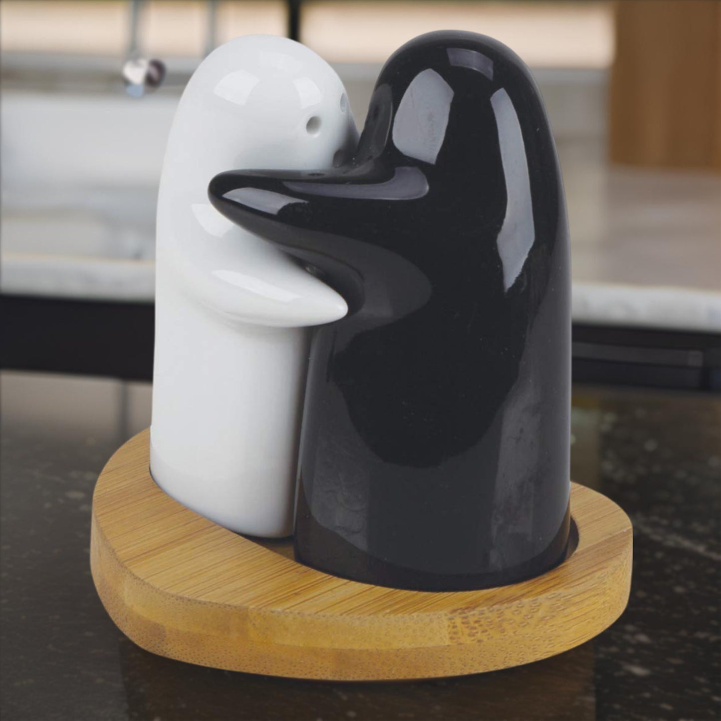 Ceramic Hugging Couple Salt and Pepper Shakers - Cute Kitchen Decor Set (2 Pcs) - Happy Price - Image 3
