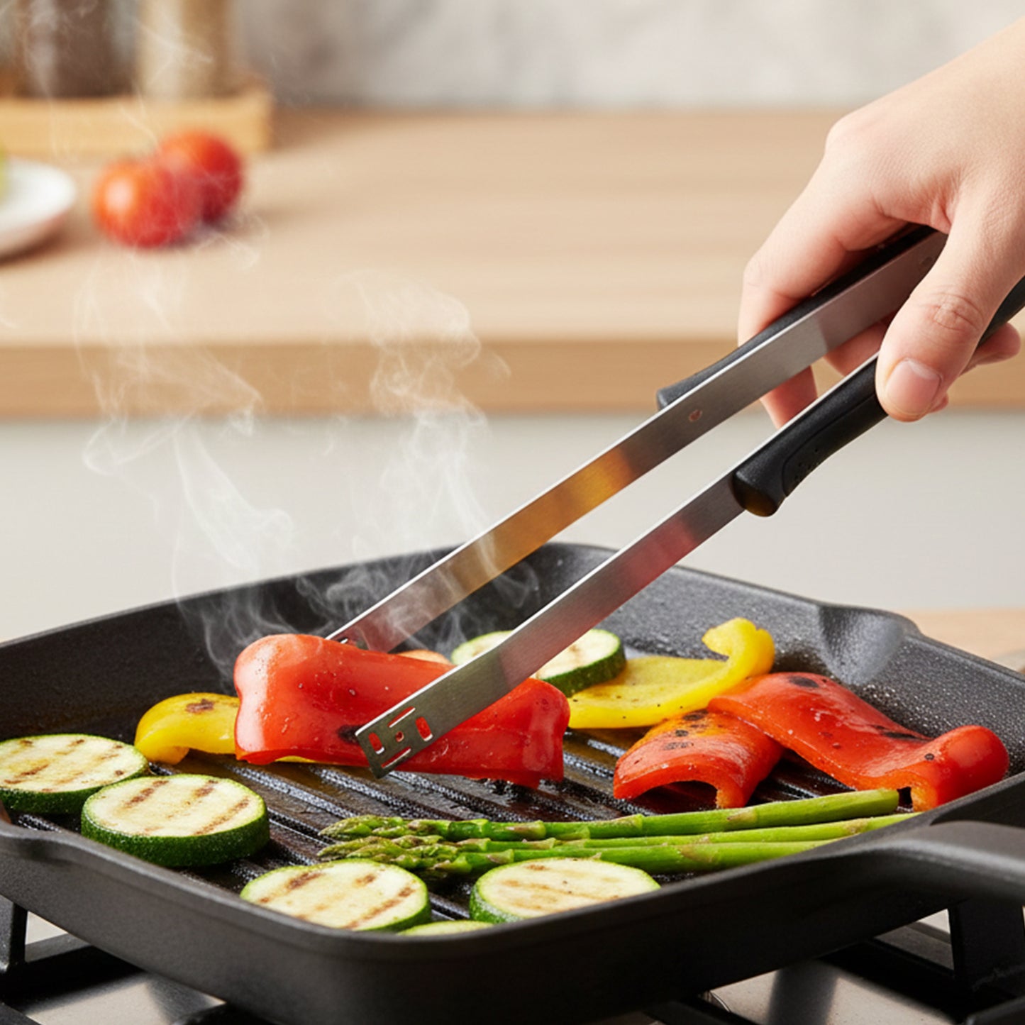 Durable Stainless Steel Kitchen Tong (1 Pc) - Heat Resistant Food Tongs for Grilling, Serving & Frying - Happy Price - Image 5