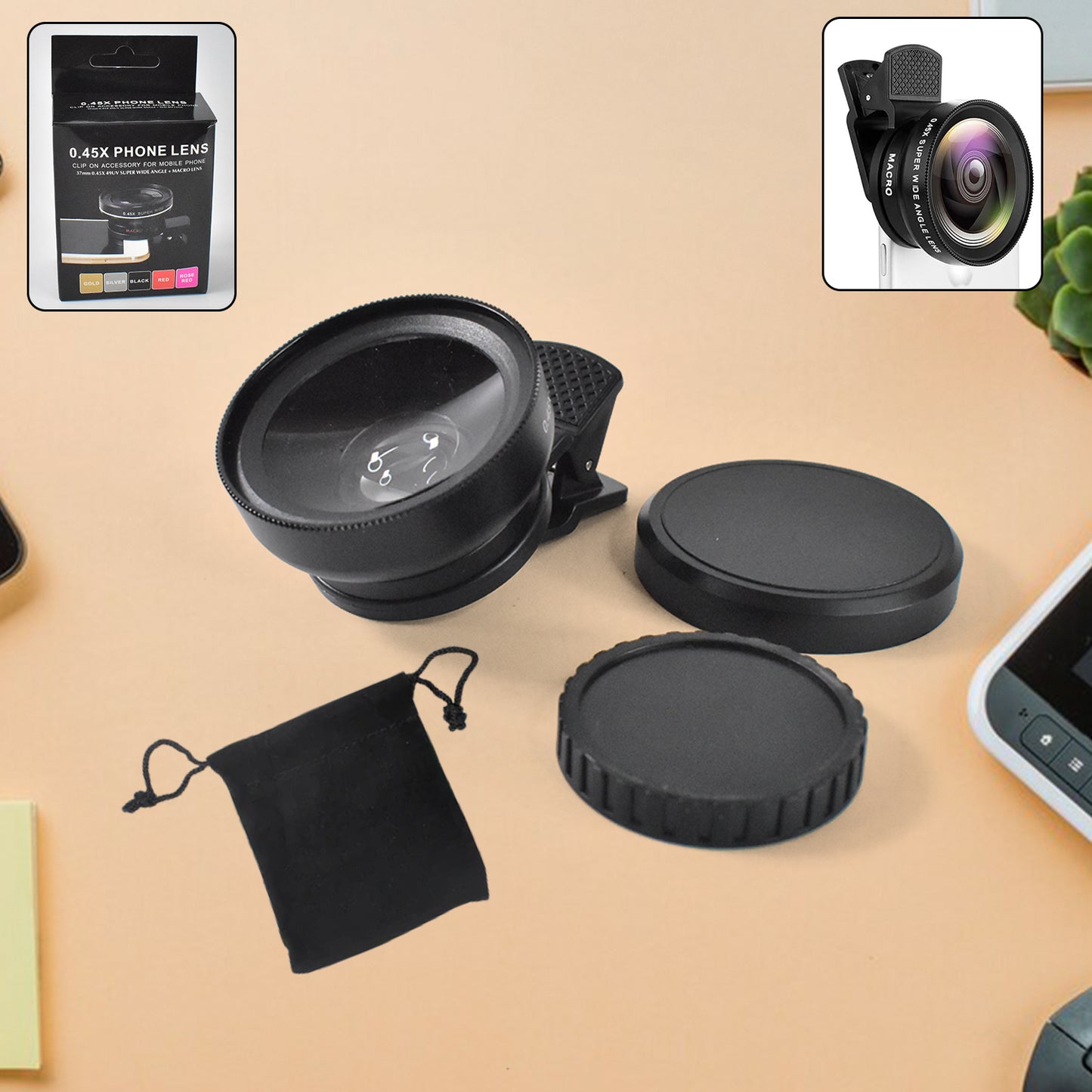 0.45x Camera Lens External Phone Lens Phone Camera Lens (With Color Box  1 Pc) - Happy Price - Image 2