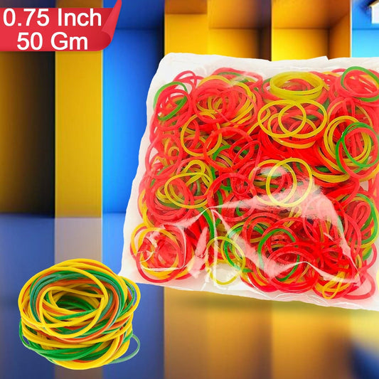 4356 Rubber Band For Officehome And Kitchen Accessories Item Products Elastic Rubber Bands Flexible Reusable Nylon Elastic Unbreakable For Stationery School  Multicolor (0.75 Inch 50 Gm)