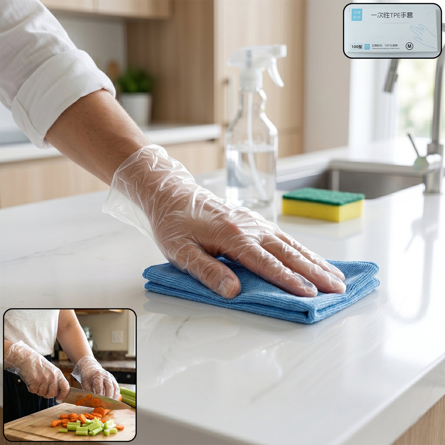 Clear Disposable Plastic Gloves - 100 Pc Medium Size - Happy Price - Image 2