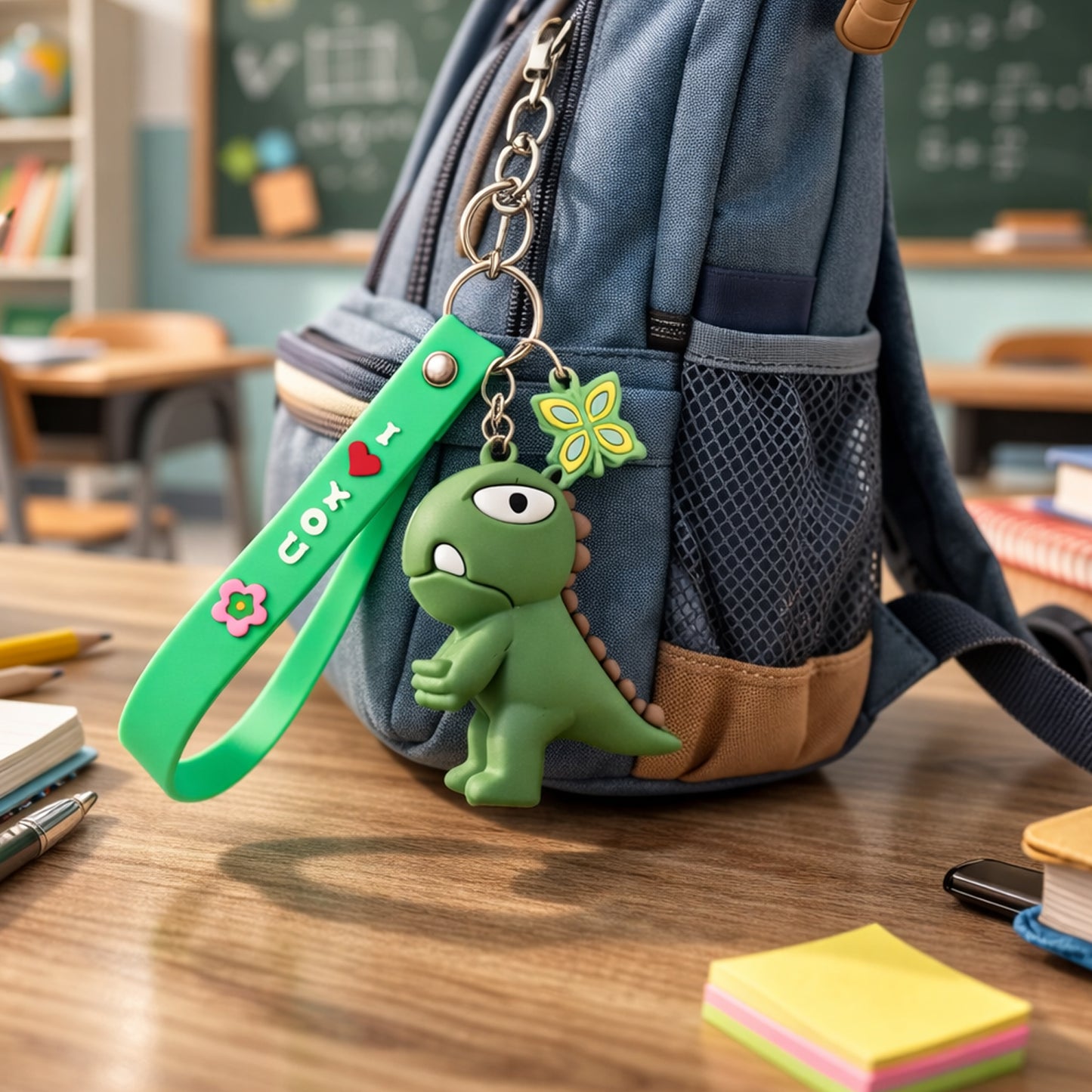 Cute Dinosaur Silicone Keychain with Strap - 1 Pc - Happy Price - Image 3