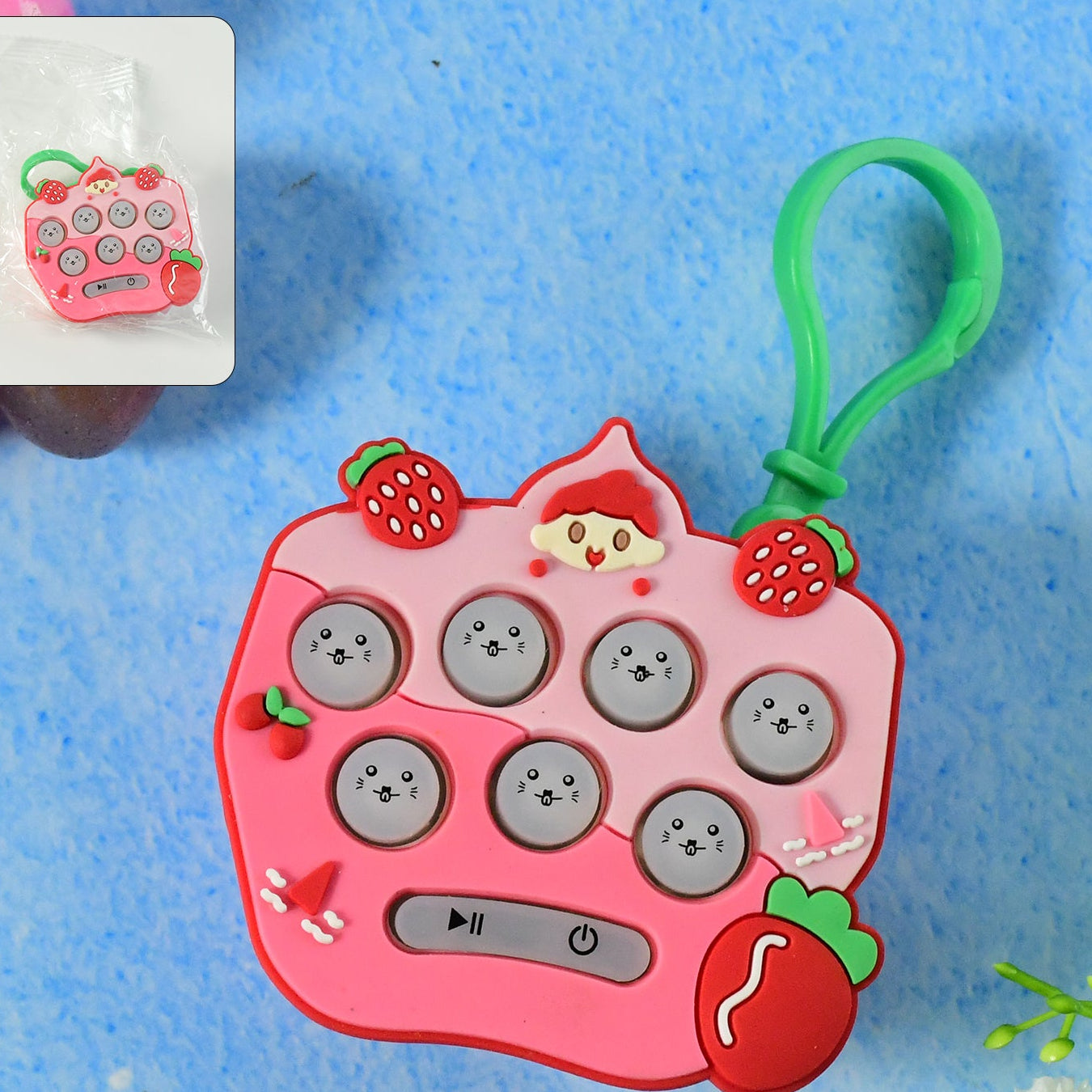 Strawberry Pop It Keychain Toy - 9 Bubbles, Stress Relief Fidget (1 Pc) - Happy Price - Image 1