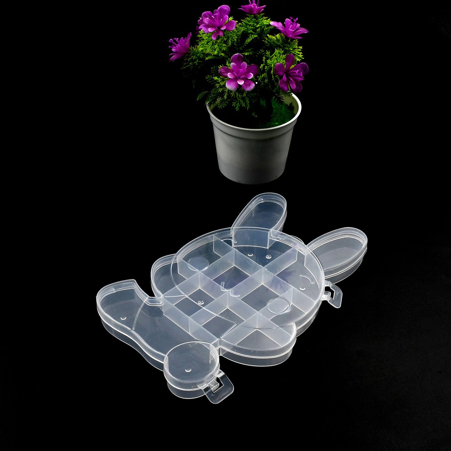 Transparent Cartoon Bear Clear Plastic Storage Box Jewelry Box Jewelry Organizer Holder Cabinets For Small Objects (1 Pc) - Happy Price - Image 2