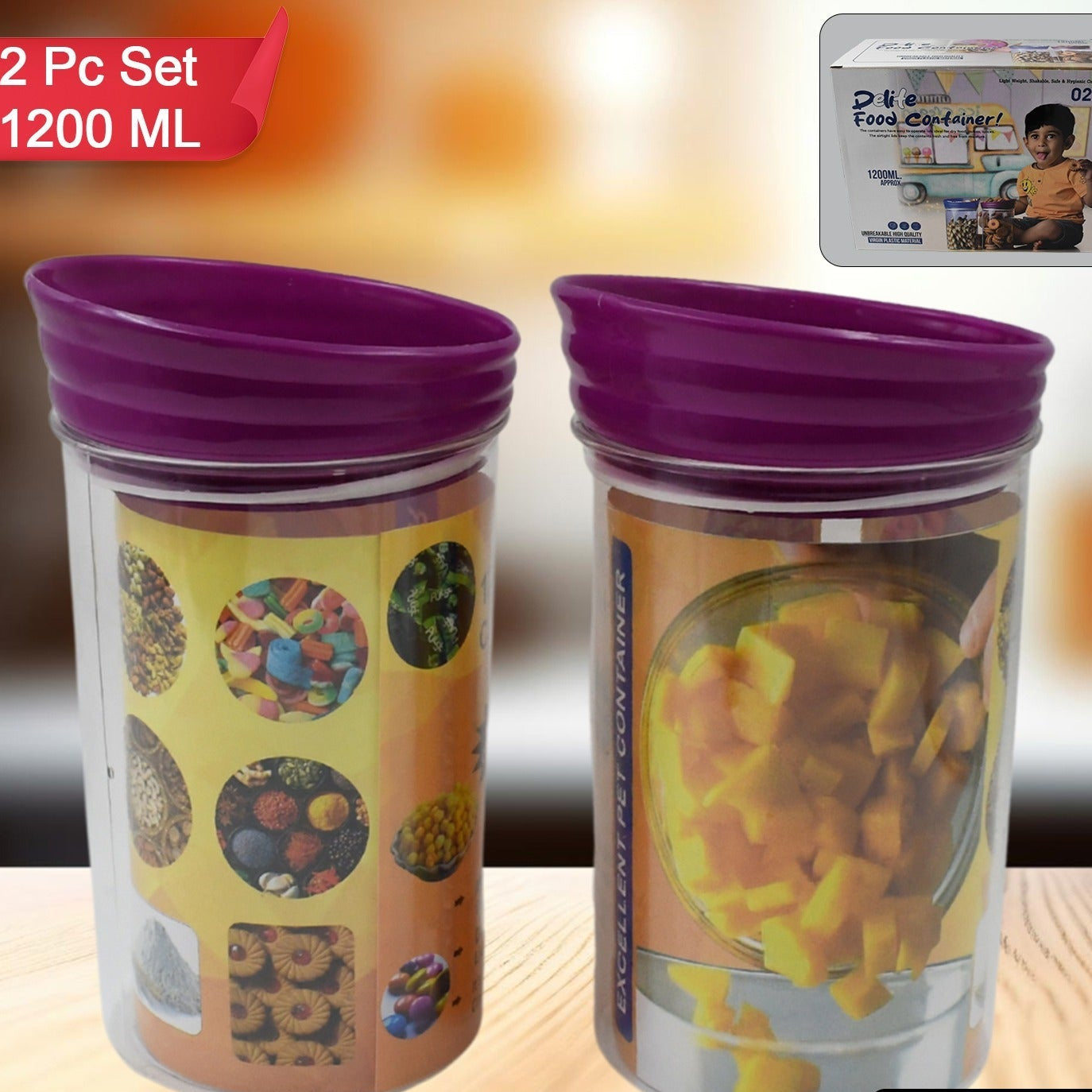Plastic Premium Quality Kitchen Food Containers Set (1200ml Approx Set Of 2 Pc) - Happy Price - Image 1
