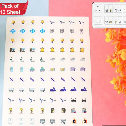 Pack of 10 Smart Switch Icon Sticker Sheets for Home & Office - Happy Price - Image 1