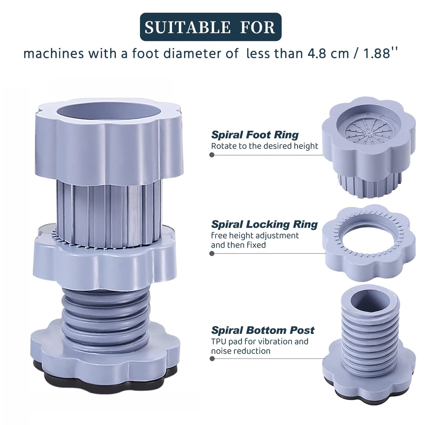 Washing Machine Support Anti Vibration Washing Machine Support Adjustable Washer Anti Vibrasion Pads Washer  Dryer Pedestalswashing Machine Accessory Anti- Skid Pad Pvc Lifting Pad Non-slip ( 4 Pc Set  1pc ) - Happy Price - Image 4