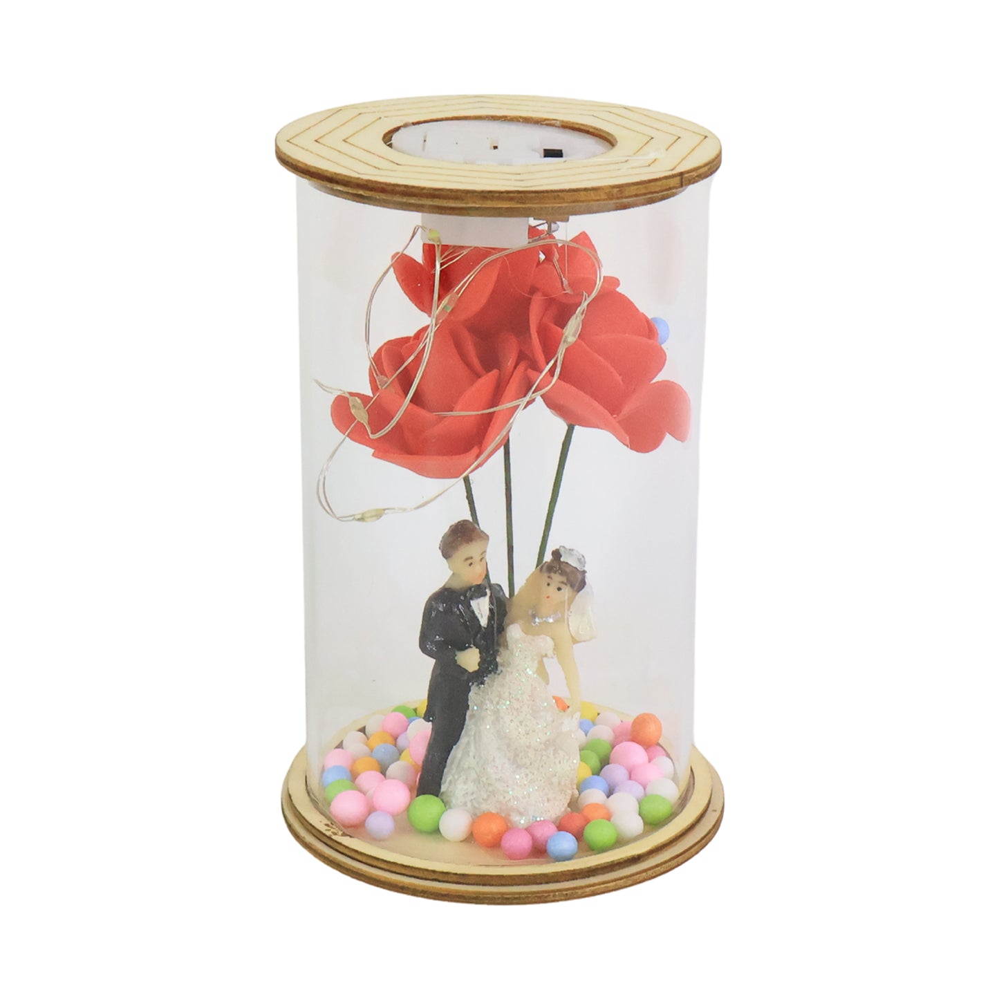 Wedding Couple With Led Rose Lamp (1 Pc)