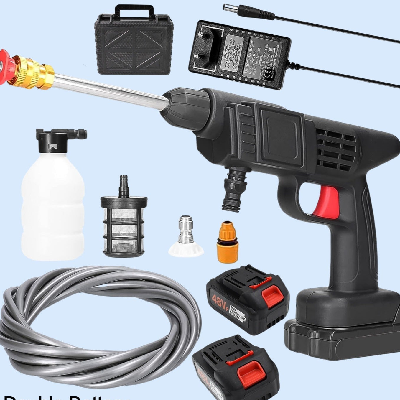 48v Double Battery Car  Washer Gun With 12.6v Charger - Happy Price - Image 1