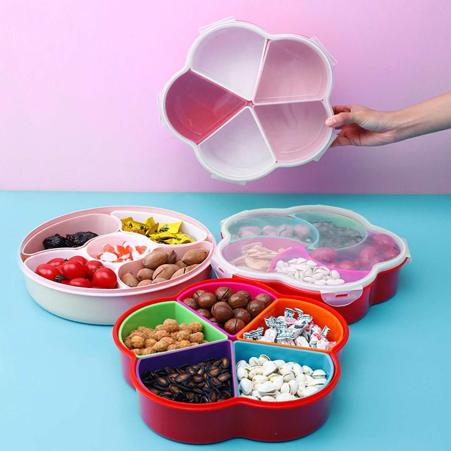 5compartments Party Food Storage Snack Nuts Box For Peanuts Fruits And Candy Box For Home  Kitchen Use - Happy Price - Image 6