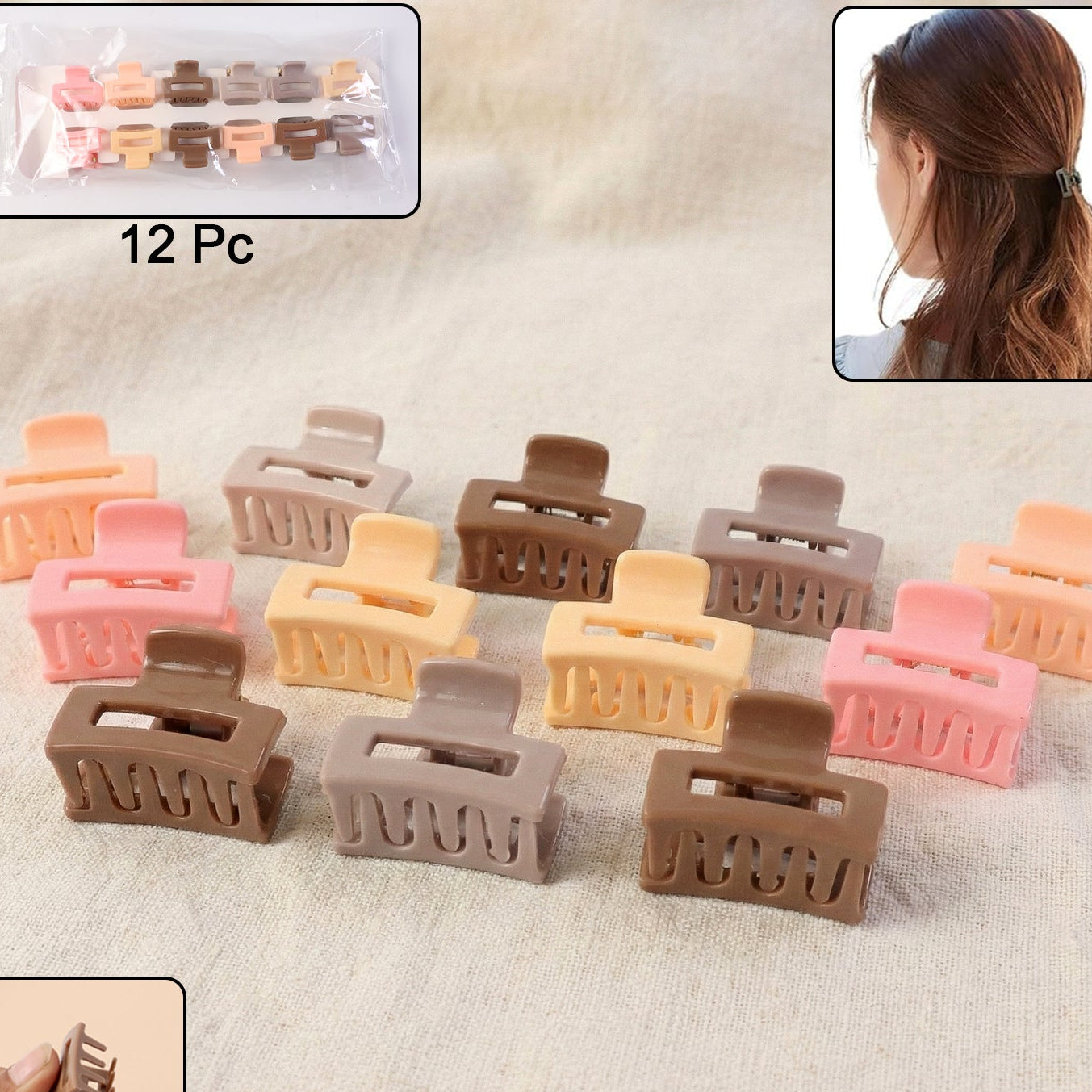Stylish Mini Hair Claw Clips Set 12 Pc