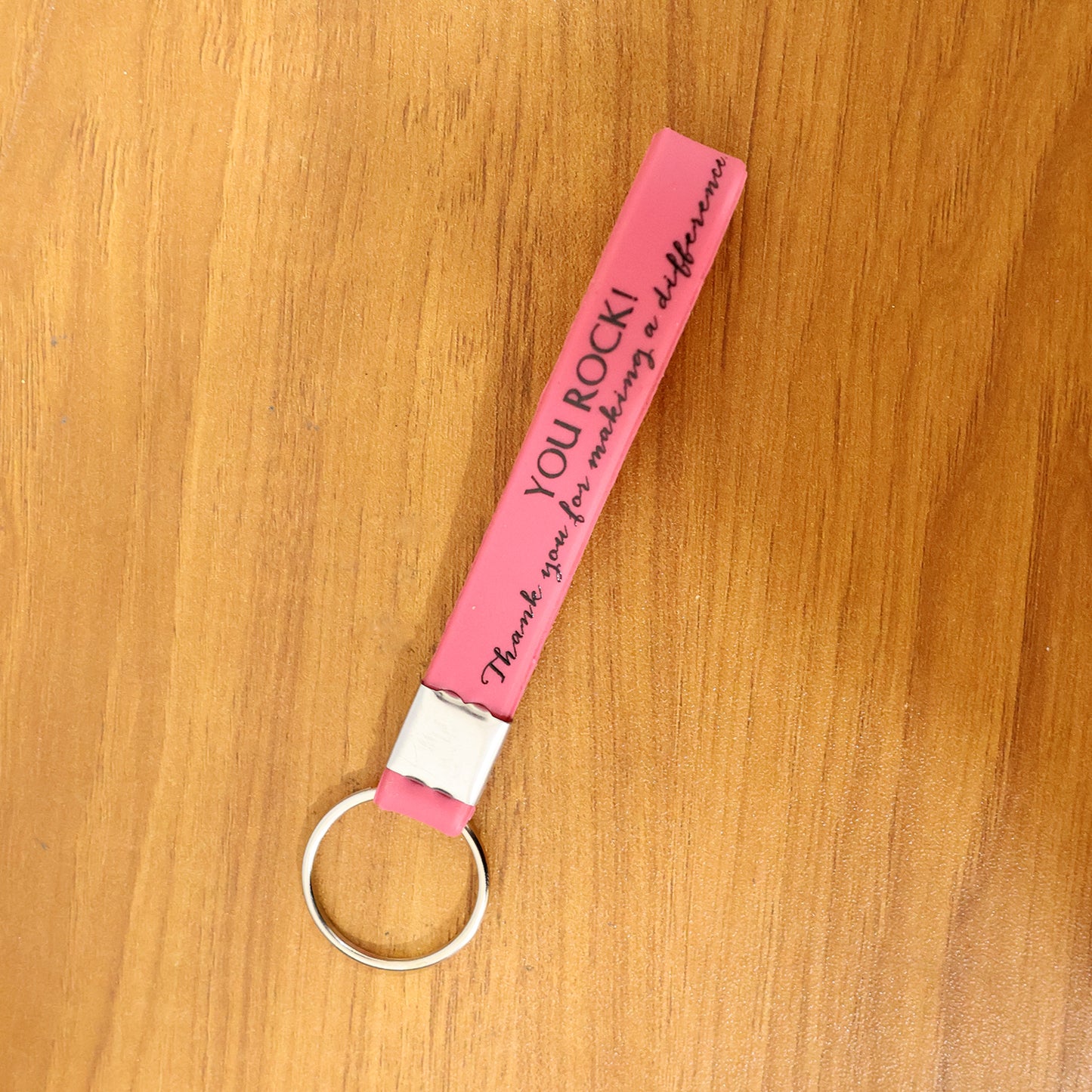 Motivational Silicone Wrist Strap Keychain with Metal Ring - 1 Pc Mix Color - Happy Price - Image 7