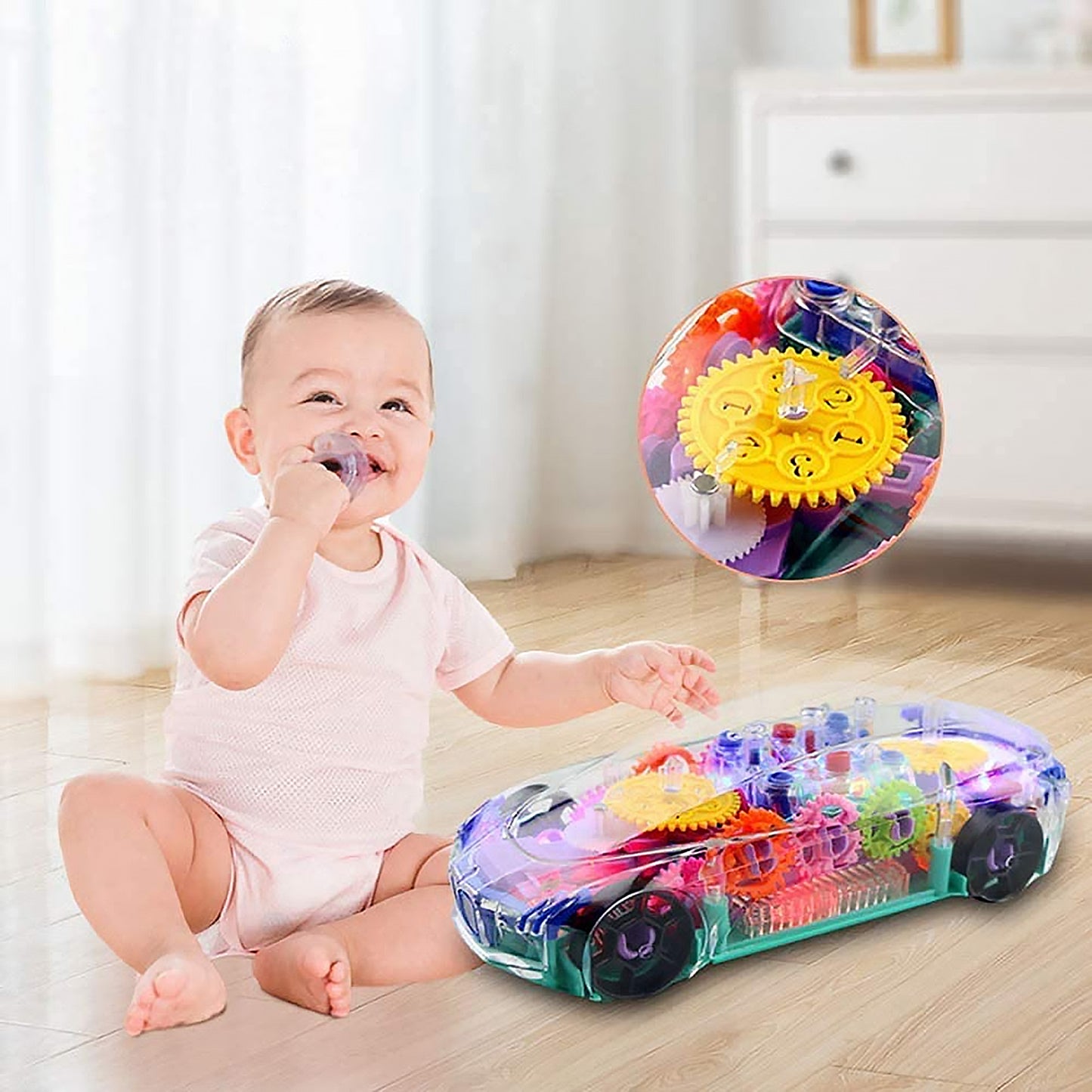 Automatic 360 Degree Rotating Transparent Gear Concept Car With Musical And 3d Flashing Lights Toy For Kids Boys  Girls (Multicolor  Battery Not Included) - Happy Price - Image 6