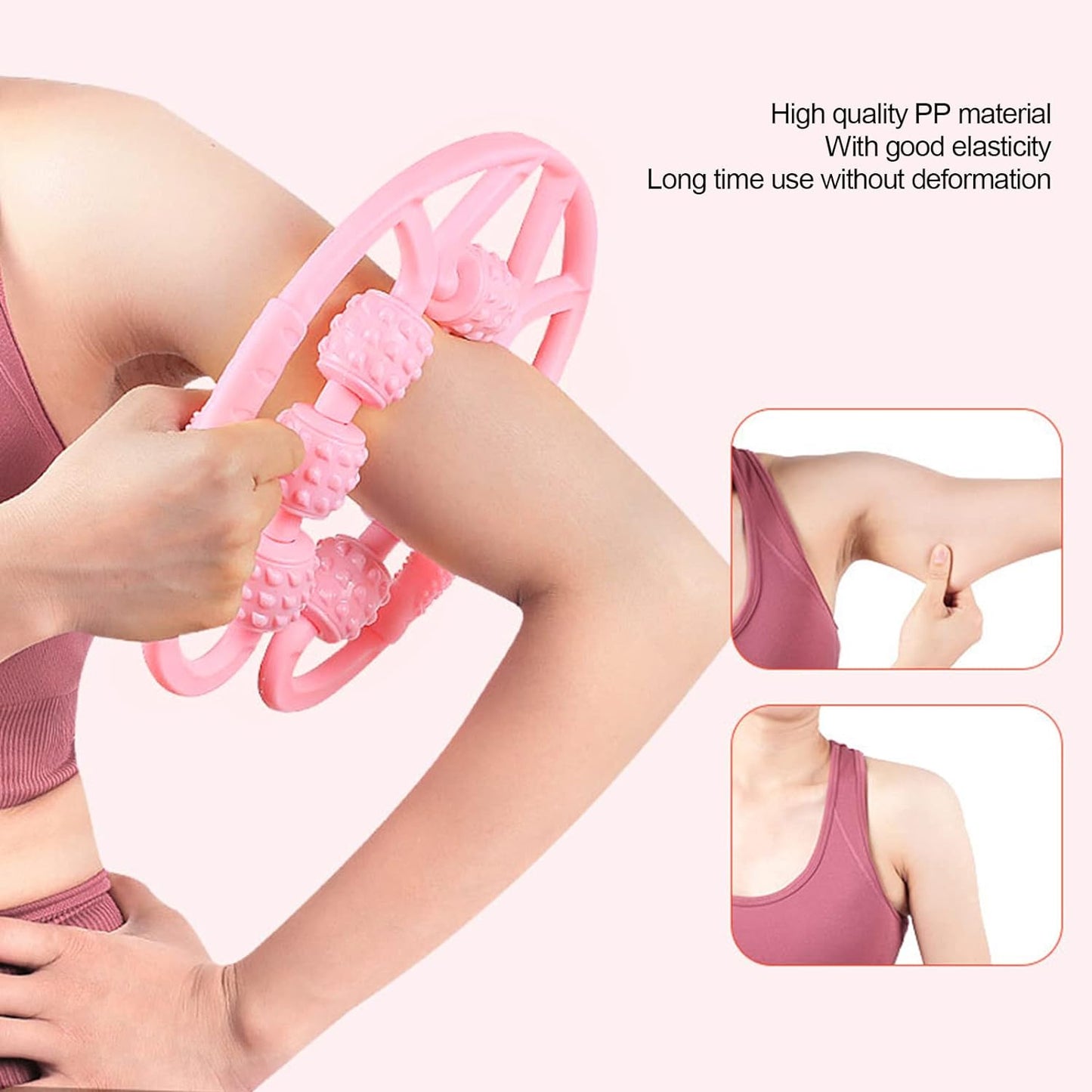 Muscle Massage Roller 8 10 Wheels Relieve Soreness Leg Muscle Roller Fitness Roller Muscle Relaxer Massage Roller Ring Clip All Round Massaging Uniform Force Elastic Pp Drop Shaped For Home Use (1 Pc) - Happy Price - Image 4