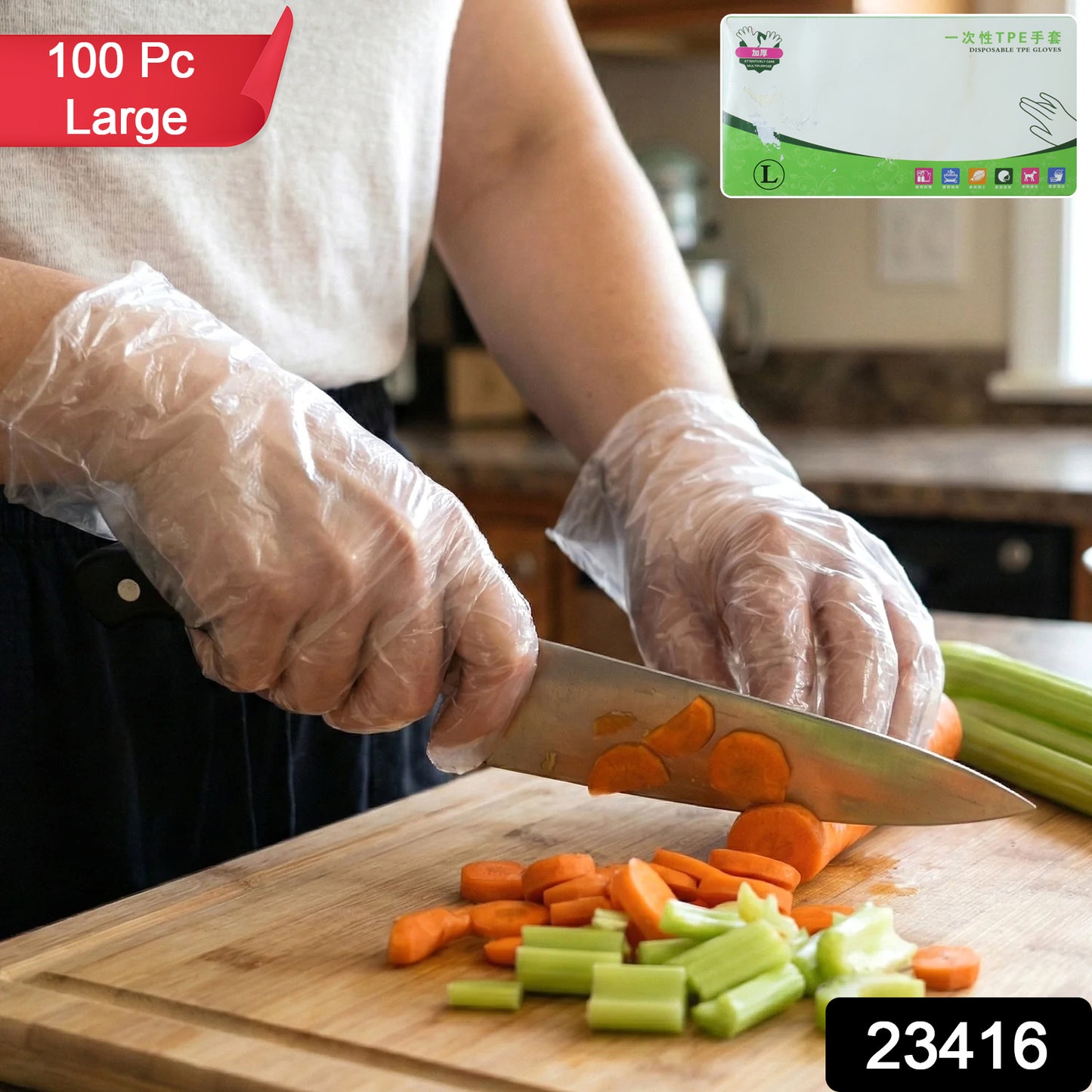 Clear Disposable Plastic Gloves - 100 Pc Large Size - Happy Price - Image 1