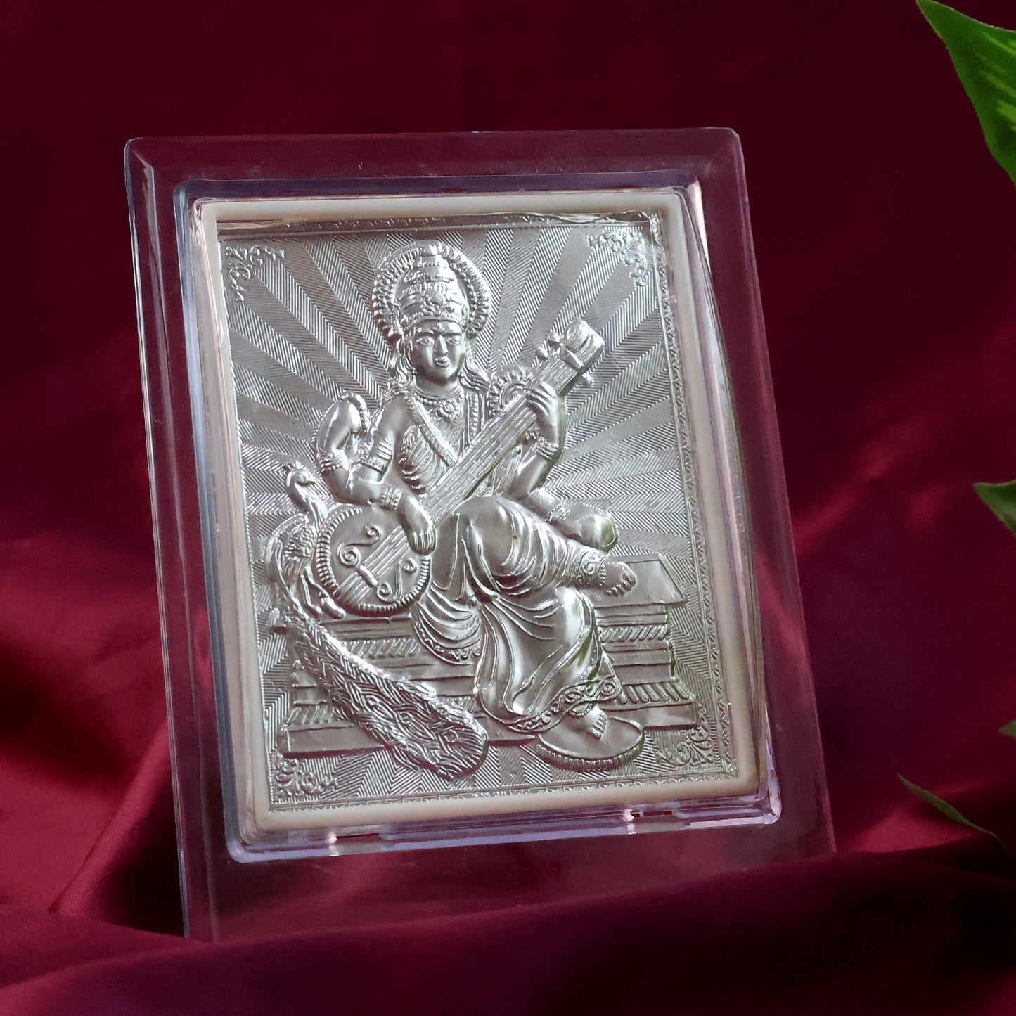 Silver Saraswati Maa Photo Frame with Stand - 1 Pc - Happy Price - Image 6