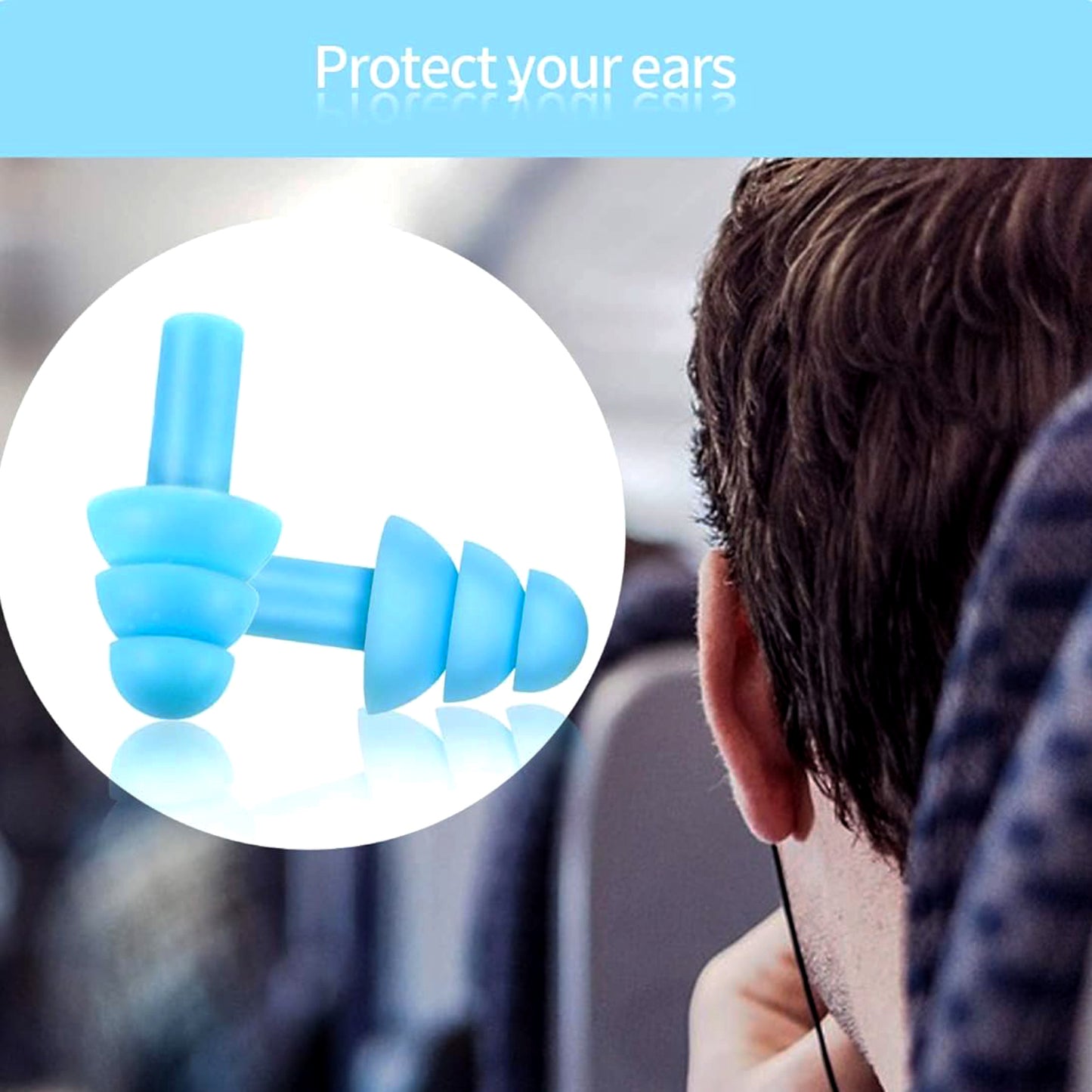 Soft Foam Earplugs for Sleep & Travel - Noise Reduction (2 Pc Set) - Happy Price - Image 5