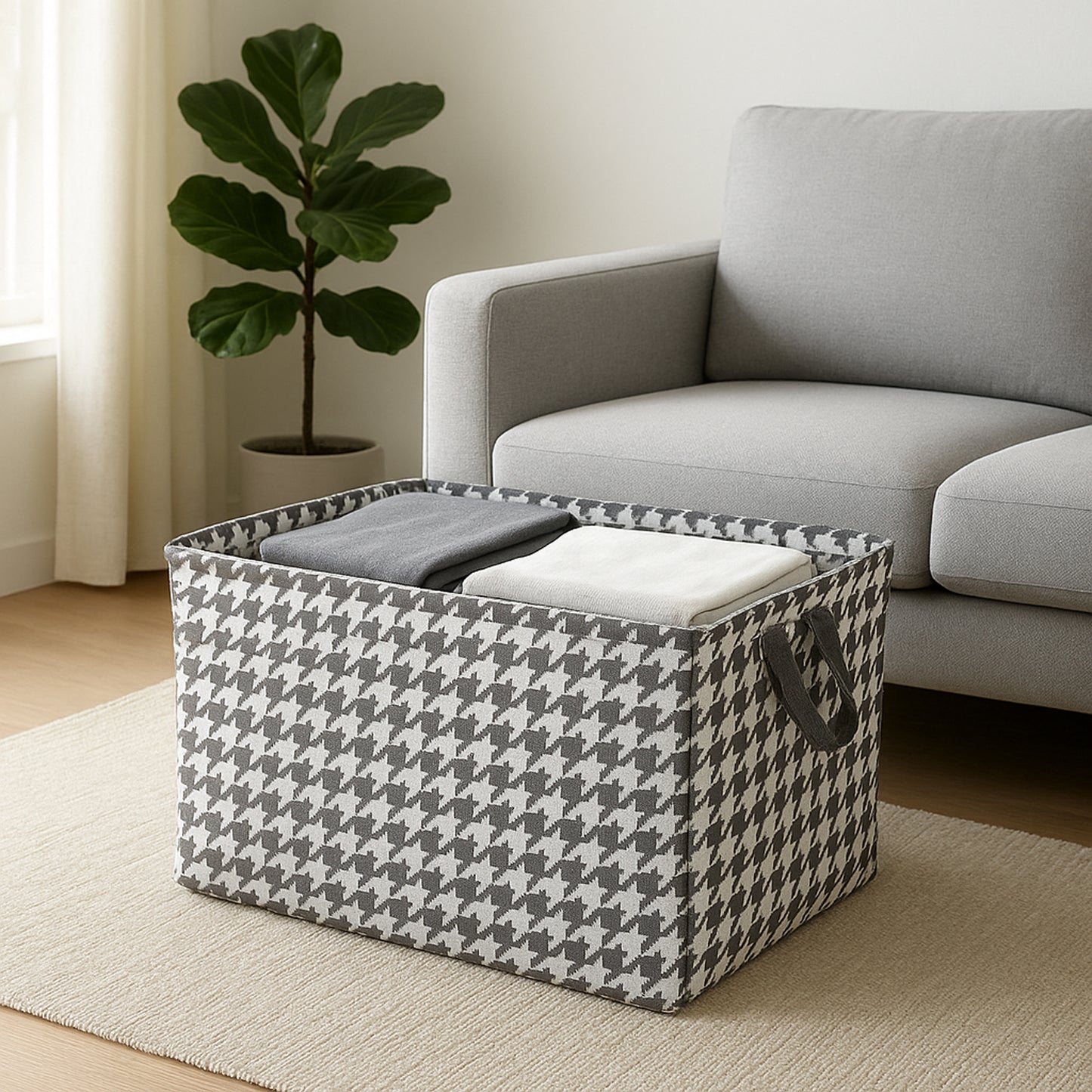 Foldable Fabric Storage Box with Handles - 47 x 28 cm Organizer Basket - Happy Price - Image 3