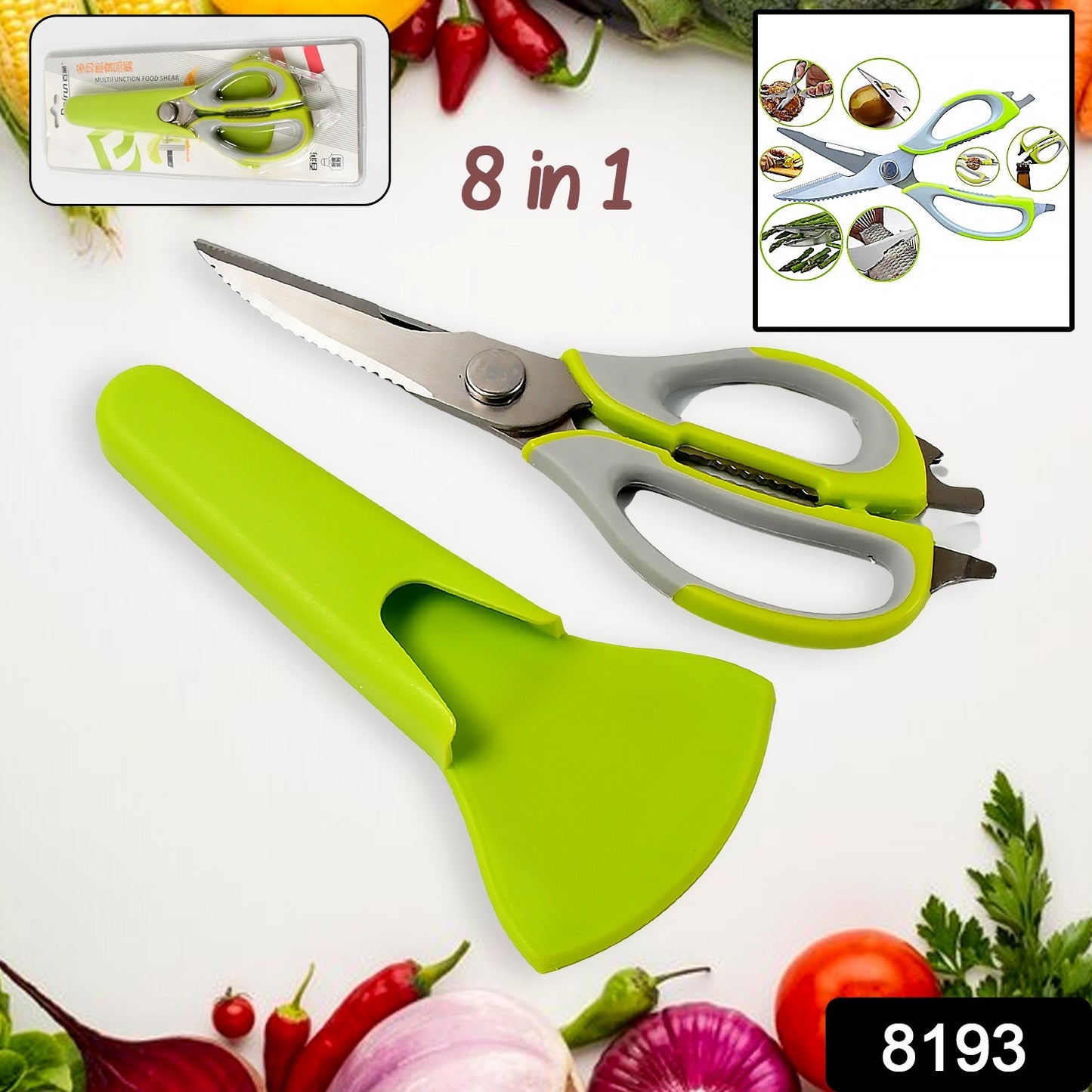 Multi-purpose Kitchen Shears With Magnetic Holder Stainless Steel Red Multifunction Heavy Duty And Kitchen Scissors - Happy Price - Image 2