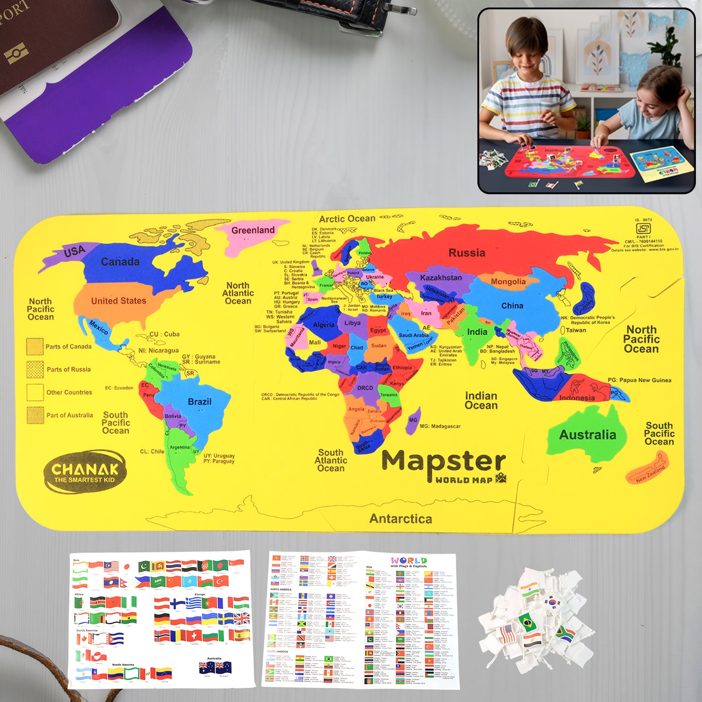 Aditi World Map EVA Foam Puzzle for Kids - Learn Countries, Capitals & Flags - Happy Price - Image 5