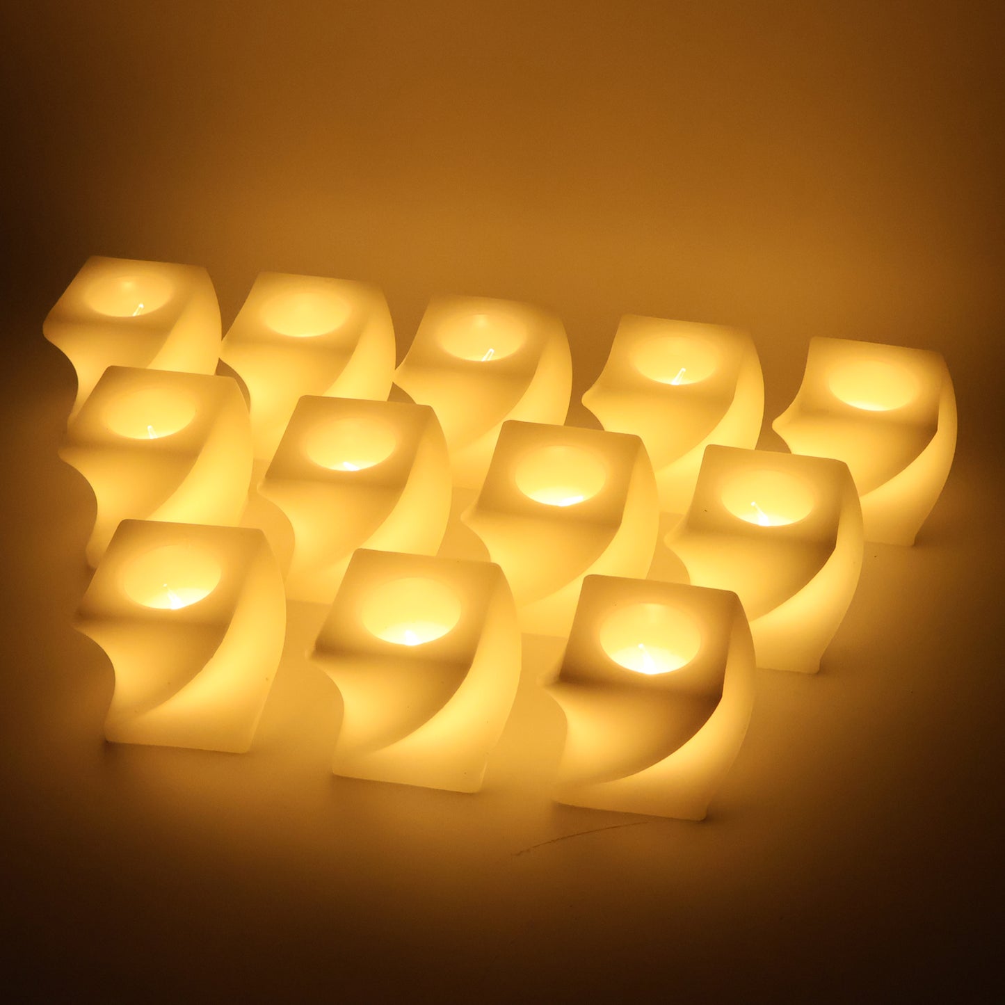 Set of 12 Square LED Flameless Tealight Candles - Warm White Glow - Happy Price - Image 6