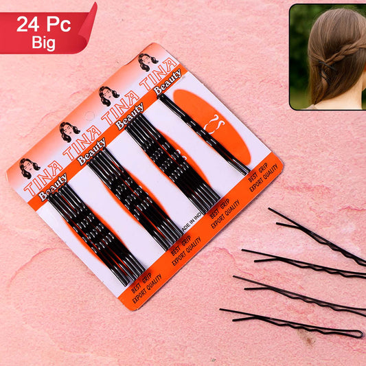 Big Black Bobby Hair Pins - 24 Pcs Set for Secure Styling - Happy Price - Image 1