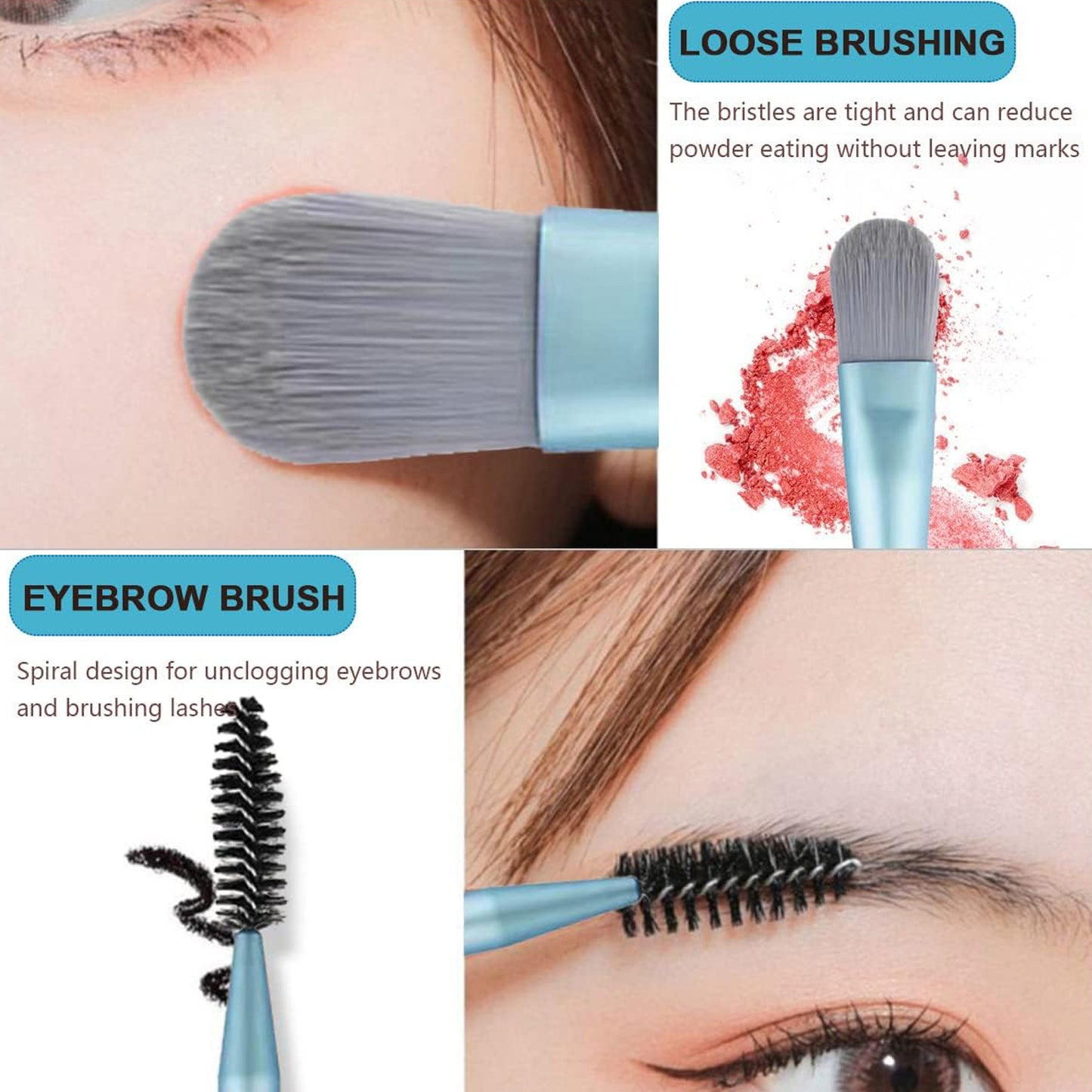 8 Pcs Mini Makeup Brush Set With Case Portable Foundation Brush Kit Travel Premium Synthetic Bristles Cosmetic Brush Set For Powder Blending Blush Eyeshadow Lipstick (Mix Color 8 Pcs Set) - Happy Price - Image 5