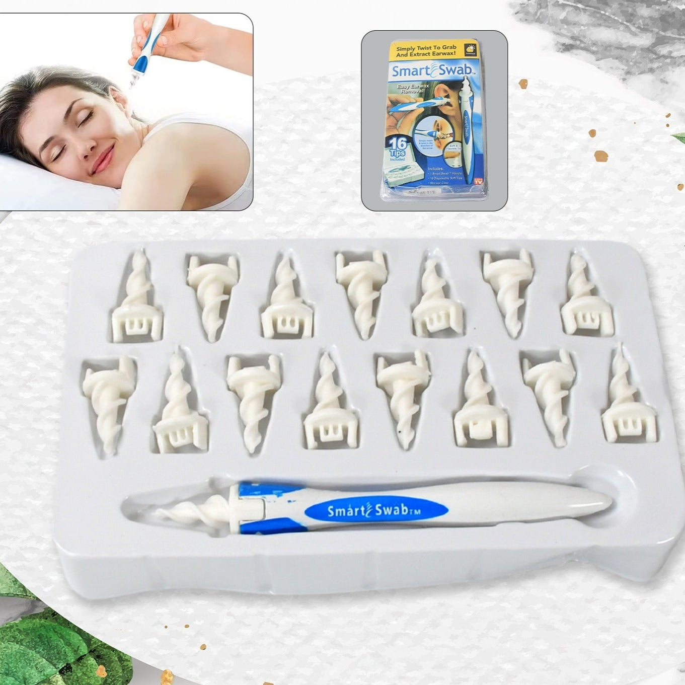 Ear Wax Removal Ear Cleaner Earwax Remover Spiral Soft Silicone Safe Upgraded Smart Earwax Removal Tool Swab Kit With 16 Replacement Tips For Adults  Kids - Happy Price - Image 1