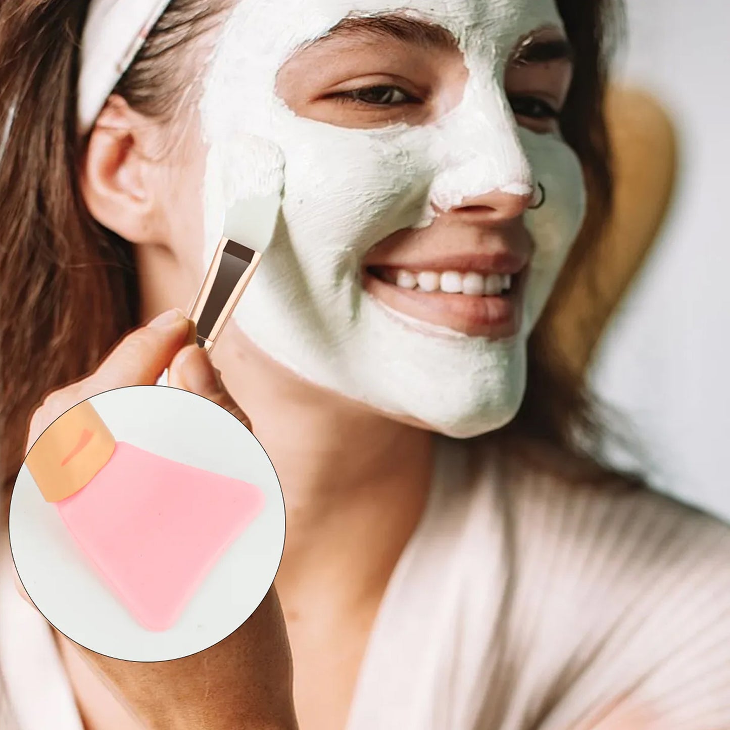Silicone Face Mask Applicator Brush with Marble Handle (1 Pc) - Happy Price - Image 3