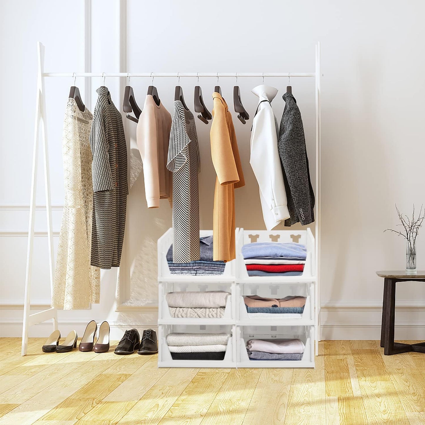 3 Layer Stackable Multifunctional Storagefor Clothes Foldable Drawer Shelf Basket Utility Cart Rack Storage Organizer Cart For Kitchen Pantry Closet Bedroom Bathroom Laundry(3 Layer 1 Pc) - Happy Price - Image 7