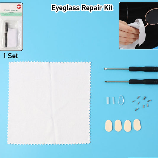 Eyeglass Repair Kit (1 Set) with Screwdrivers, Screws, Nose Pads & Cleaning Cloth - Happy Price - Image 1