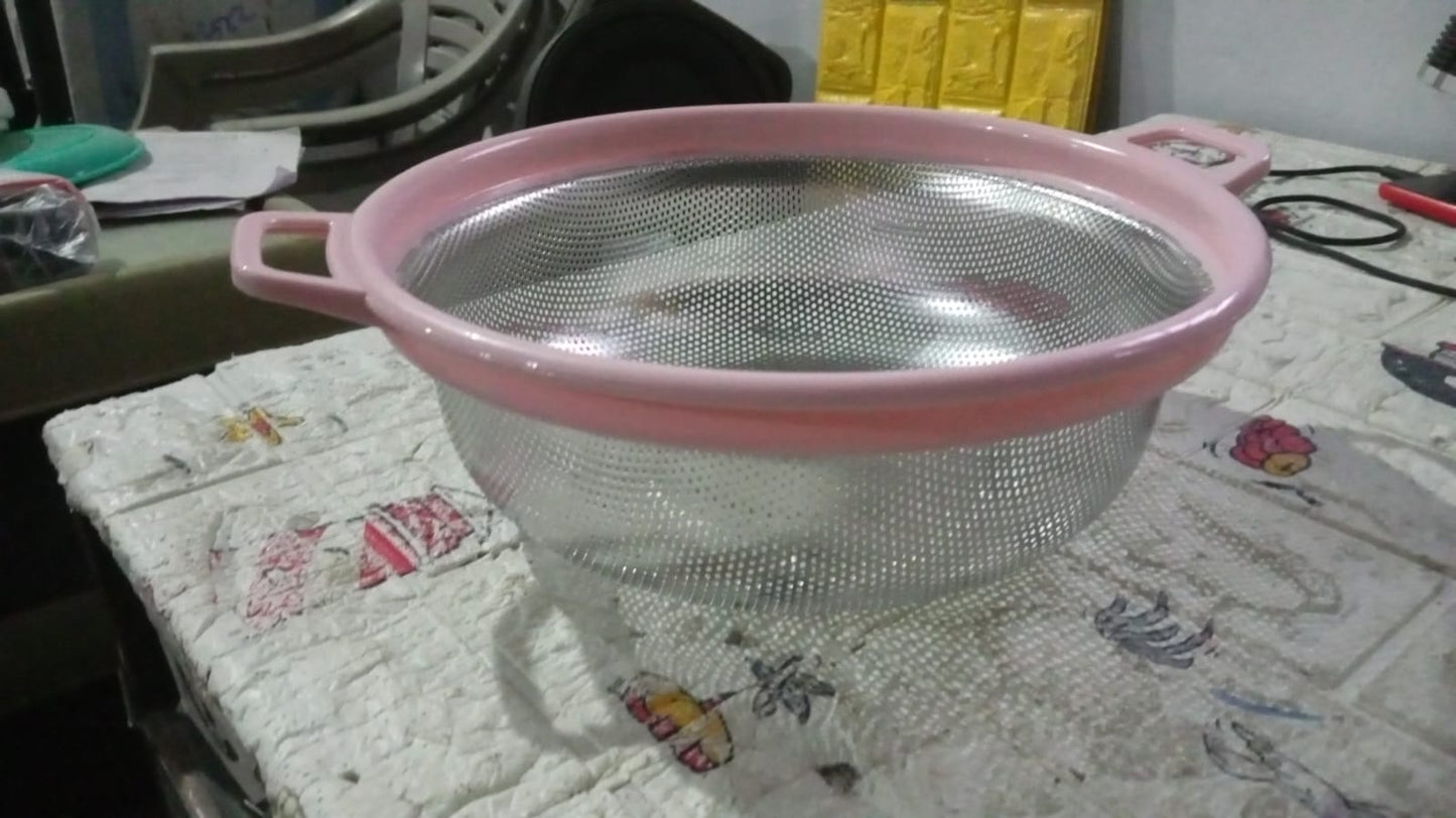 Big Stainless Steel Colander With Handle Large Metal Mesh Basket Strainer For Pasta Spaghetti Berry Veggies Fruits  Kitchen Food Colander Dishwasher Safe (1 Pc ) - Happy Price - Image 7