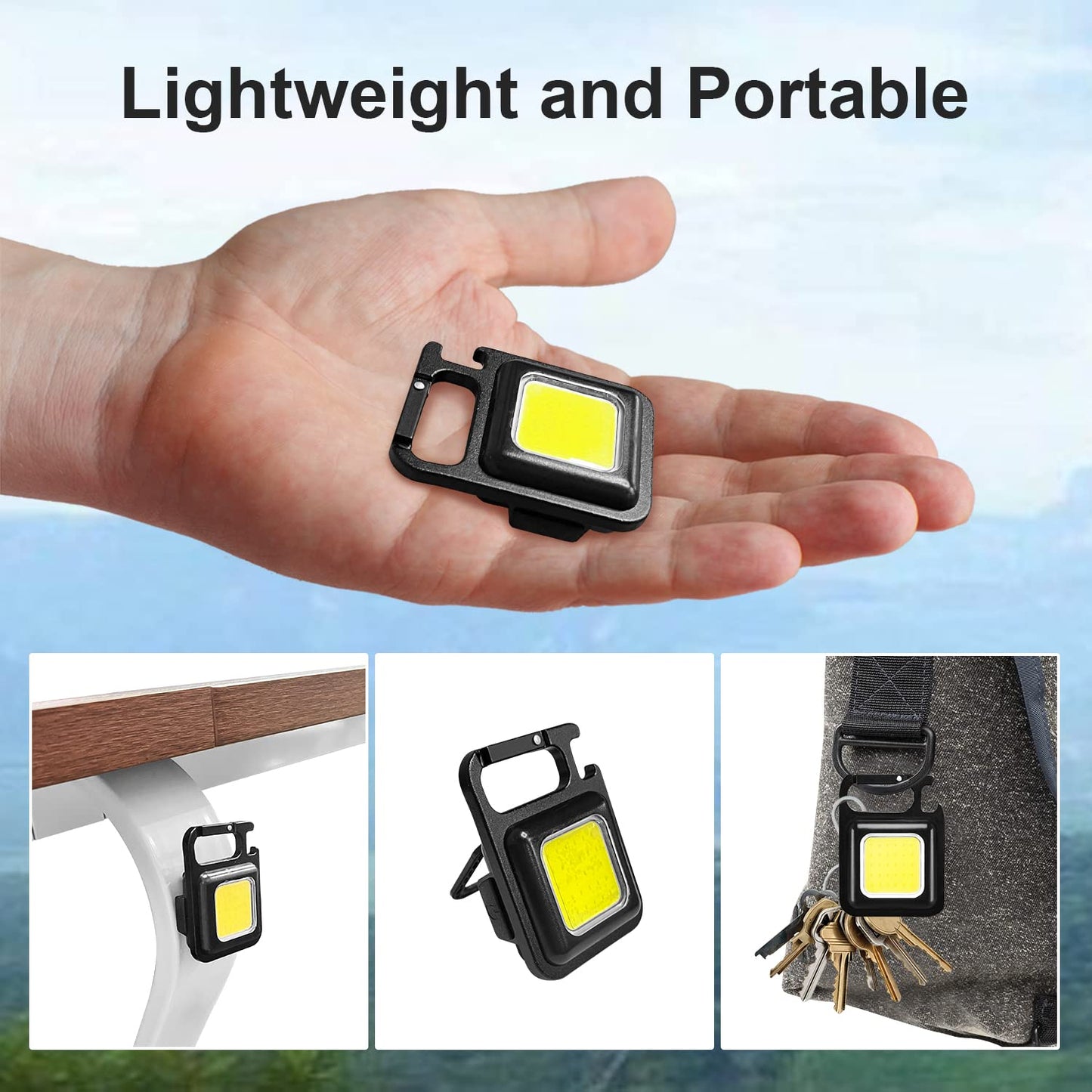 Rechargeable Keychain Mini Flashlight With 4 Light Modesultralight Portable Pocket Light With Folding Bracket Bottle Opener And Magnet Base For Camping Walking - Happy Price - Image 7