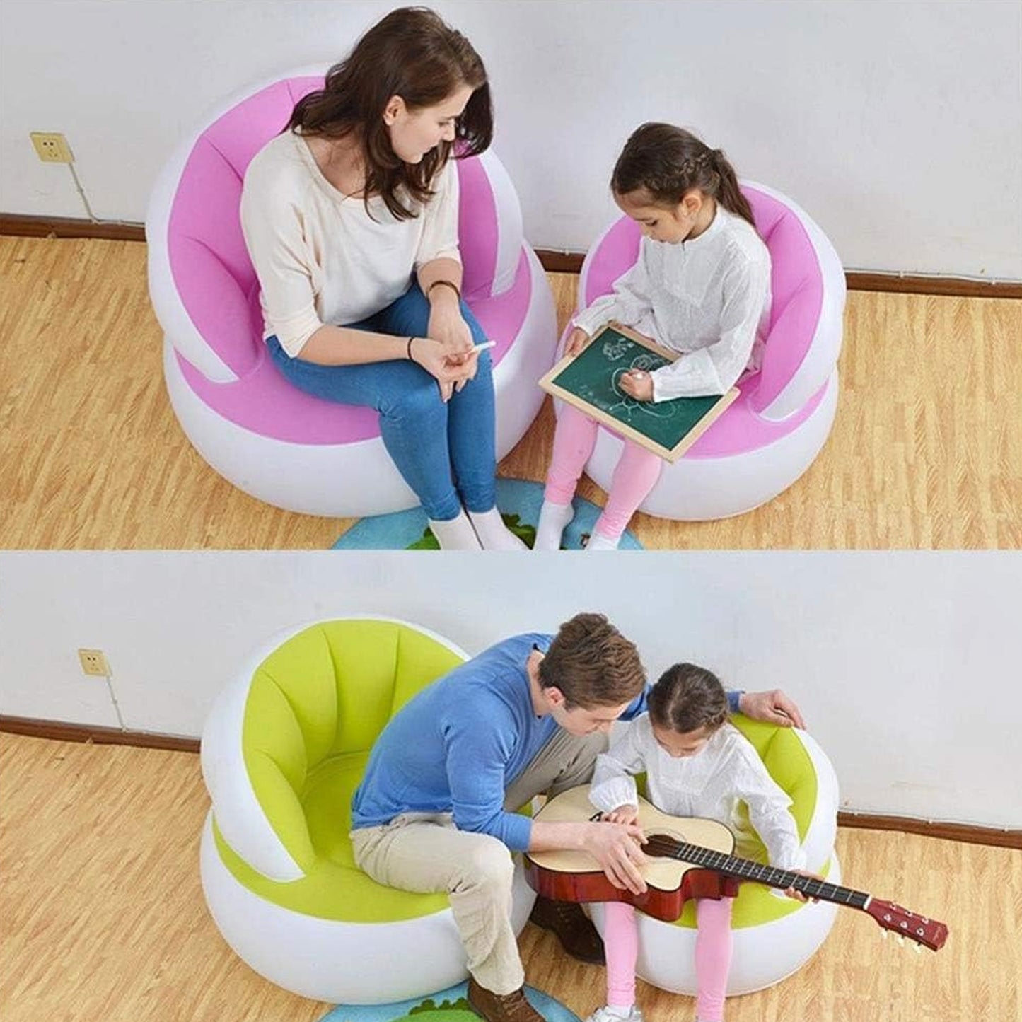 Kids Inflatable Sofa Chair With Backrest  Foot Air Pump With Hose (1 Set  85x74 Cm Approx) - Happy Price - Image 5