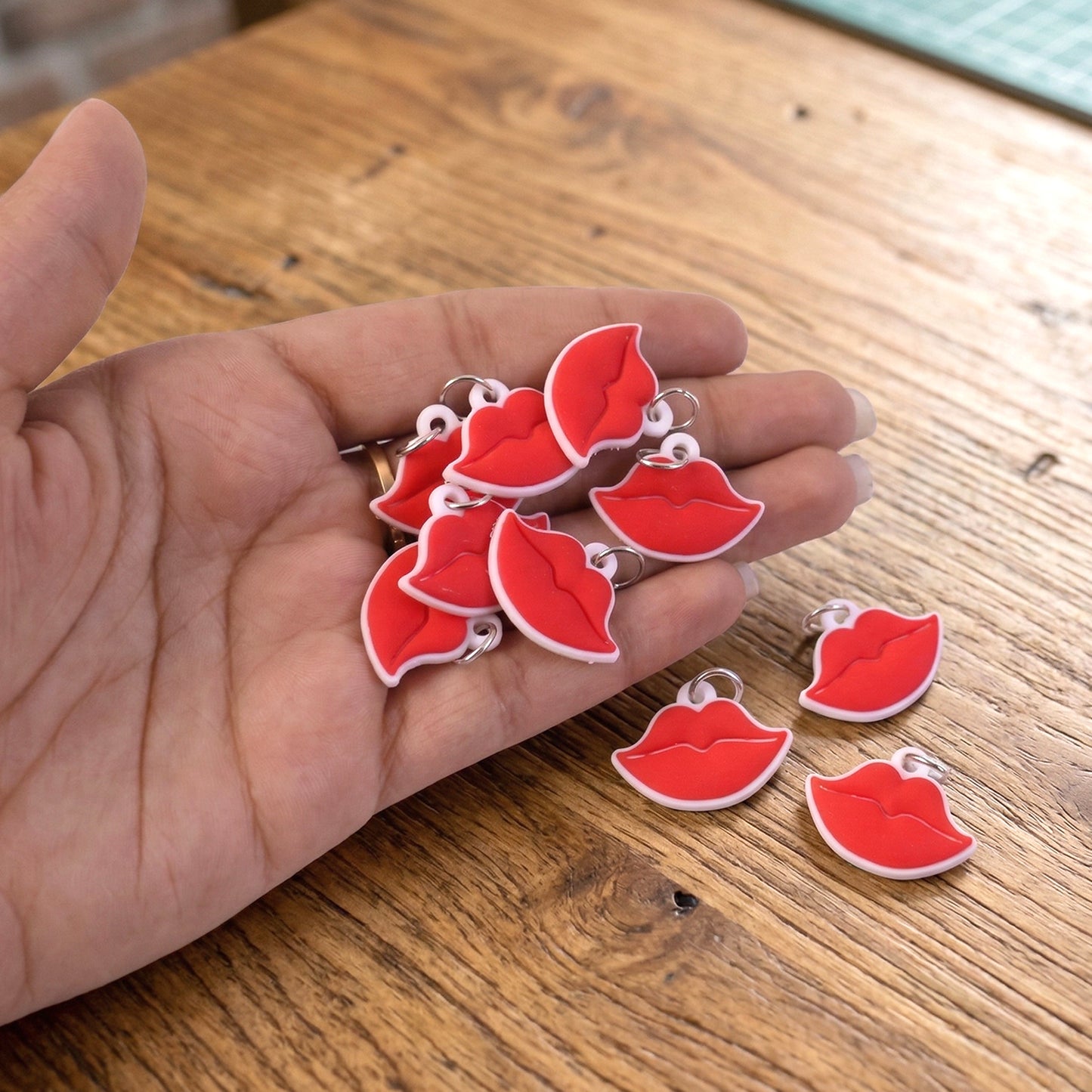 Cute Lips Shape Bag Charm Keychain Set (10 Pc)