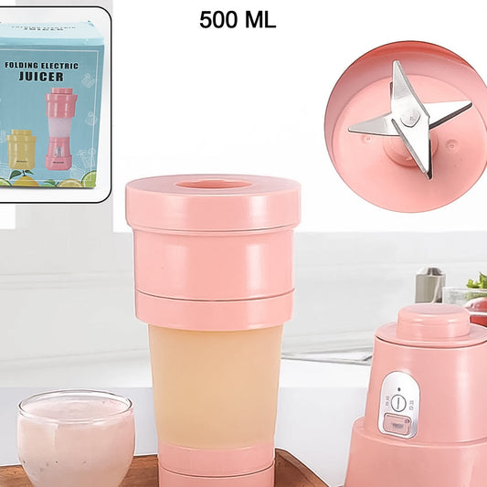 Foldable Electric Juicer Portable Blender Stainless Steel 6 Blades (500 Ml) - Happy Price - Image 1