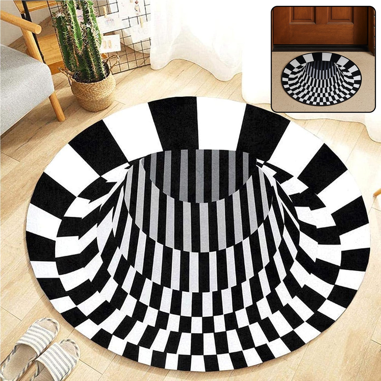 3D Vortex Illusion Round Carpet Mat - 60 Cm Diameter - Happy Price - Image 2