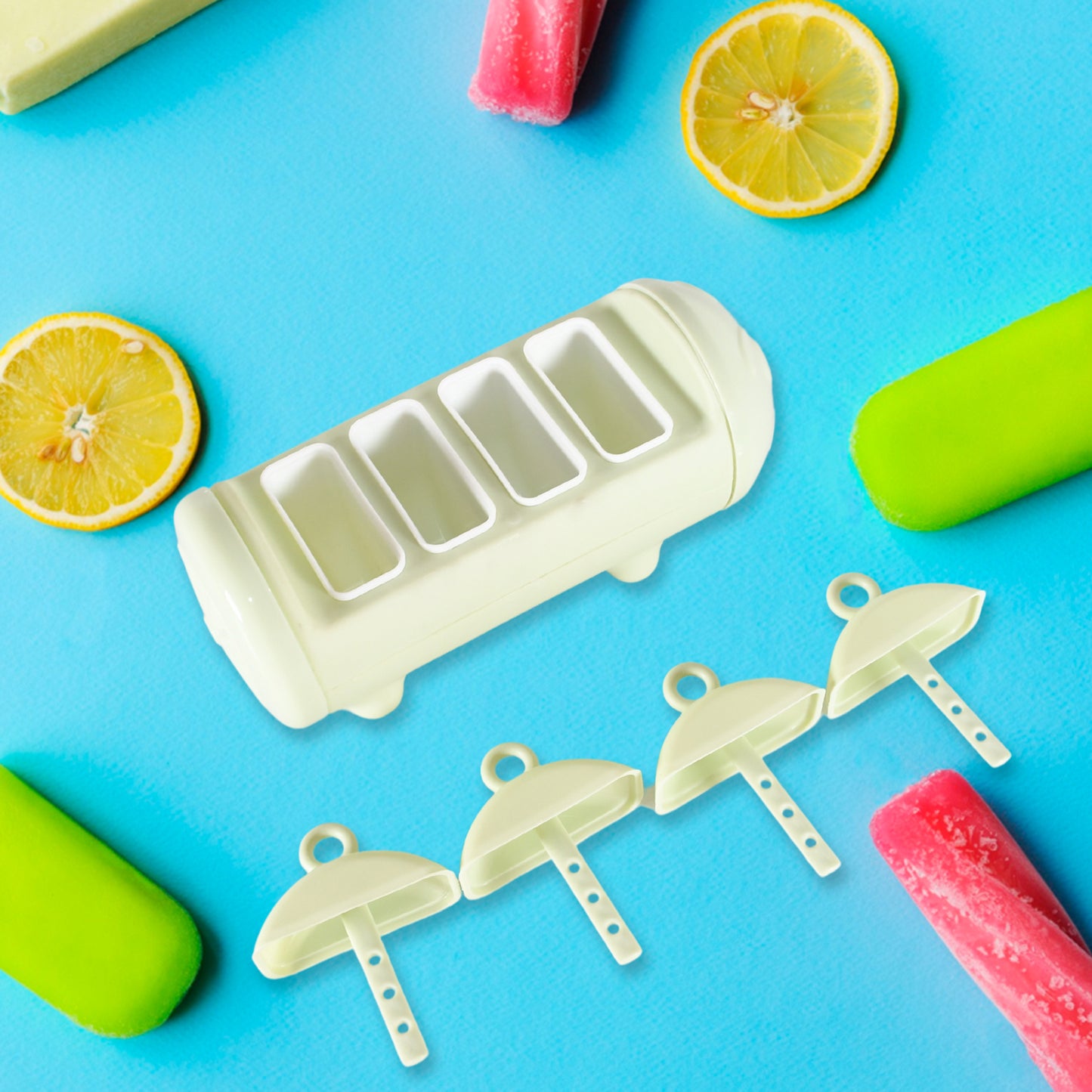 Cartoon Shape Mold Ice Candy Popsicle Mold Ice Plastic Ice Candy Maker Kulfi Maker Molds Set With 4 Cups (1 Pc  Multicolor) - Happy Price - Image 2